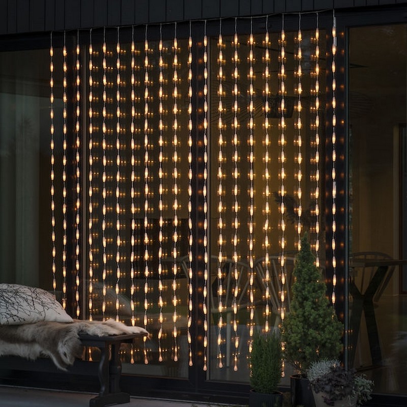 Gardinslinga droppar 400 LED Amber, H: 2000 mm
