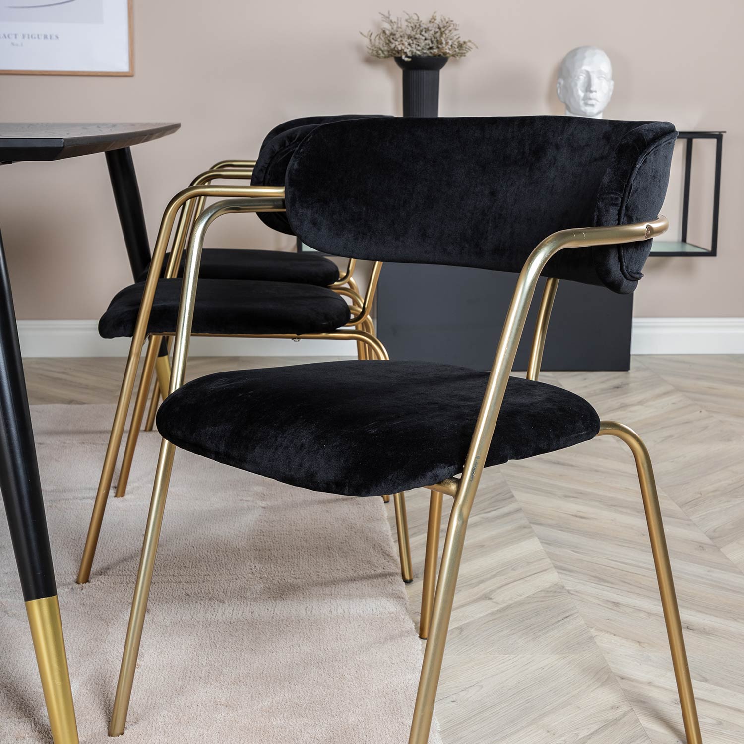 DippTable -Black Brass+Arrow armchair- Black_6 Svart/Mässing/Svart