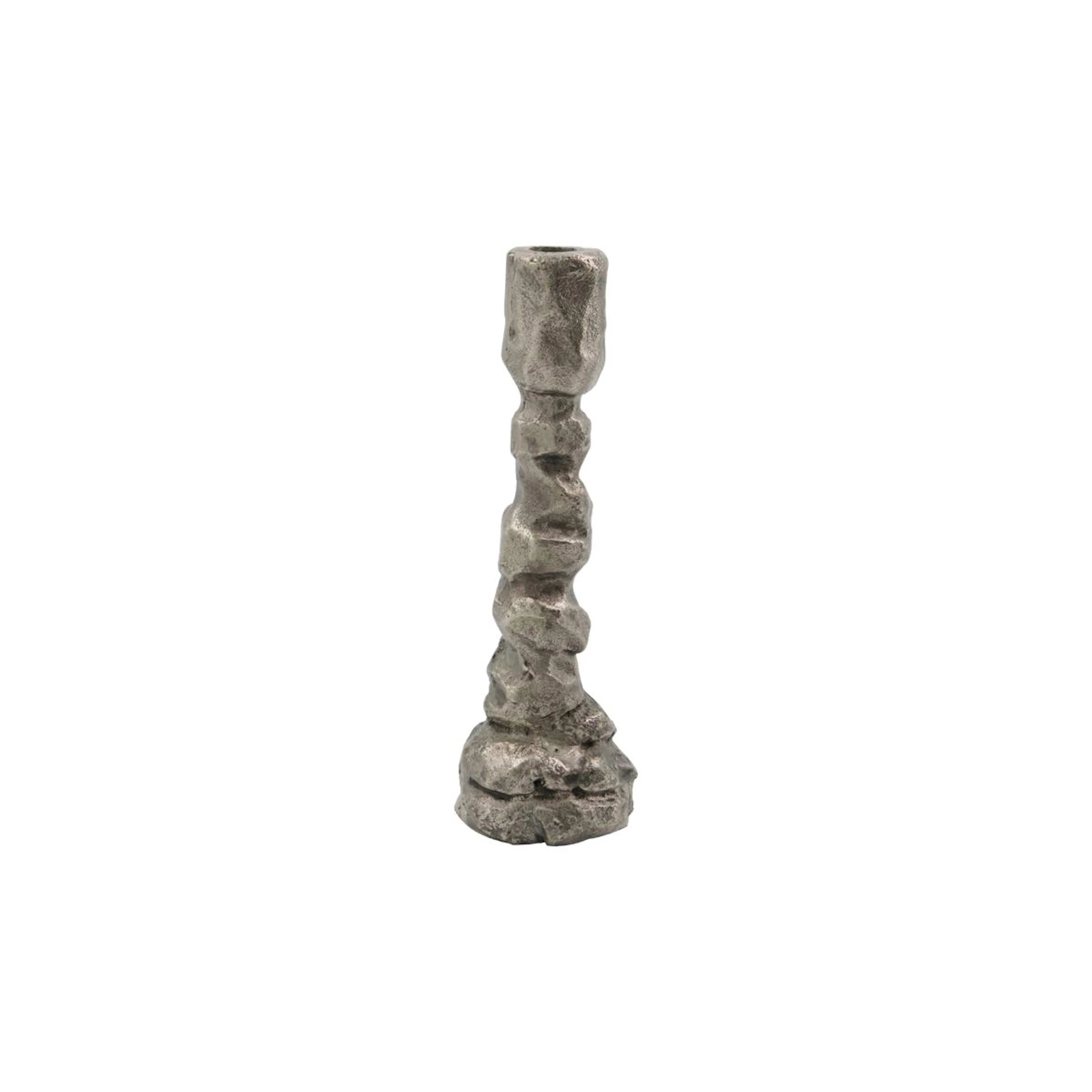 Raku ljusstake antiksilver H: 250 mm