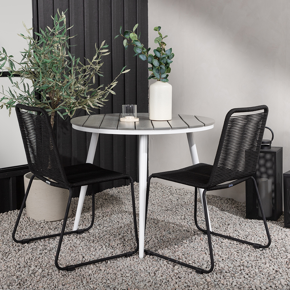 Cafégrupp Venture Home Break Ø90 cm med 2 Lindos Trädgårdsstolar Utomhus