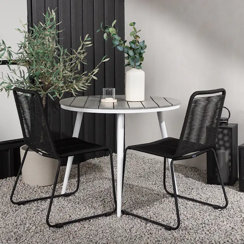 Cafégrupp Venture Home Break Ø90 cm med 2 Lindos Trädgårdsstolar Utomhus