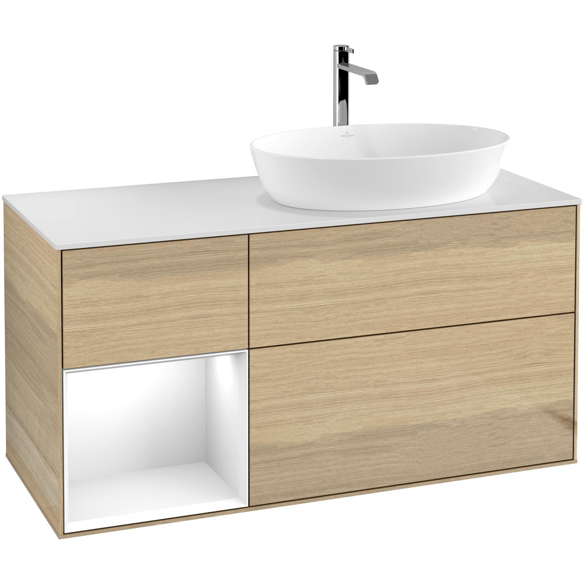 Tvättställsskåp Villeroy & Boch Finion med 3 Lådor Hylla och Bänkskiva för Ocentrerat Tvättställ från Artis & Collaro