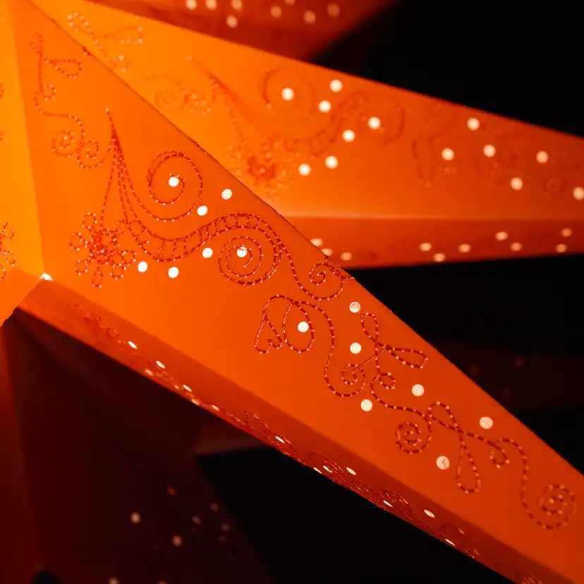 Pappersstjärna hängande orange 78cm inkl sladdställ Orange