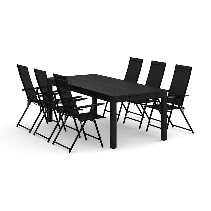 Trädgårdsgrupp Comfort Garden Monaco utomhus matgrupp förlängningsbart 210/310x90 med 6 Sanna positionsstolar