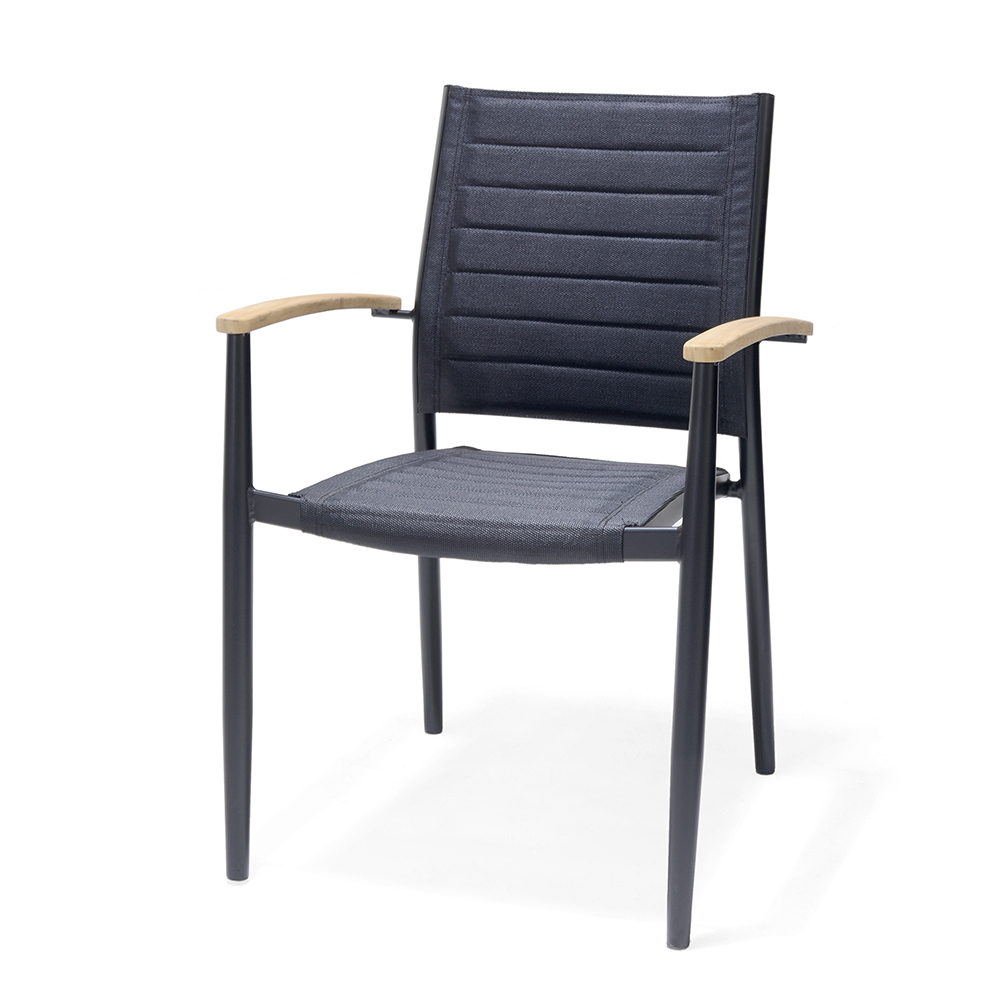 PORTALS Lite stacking armchair, black ALU / 4-pack Svart