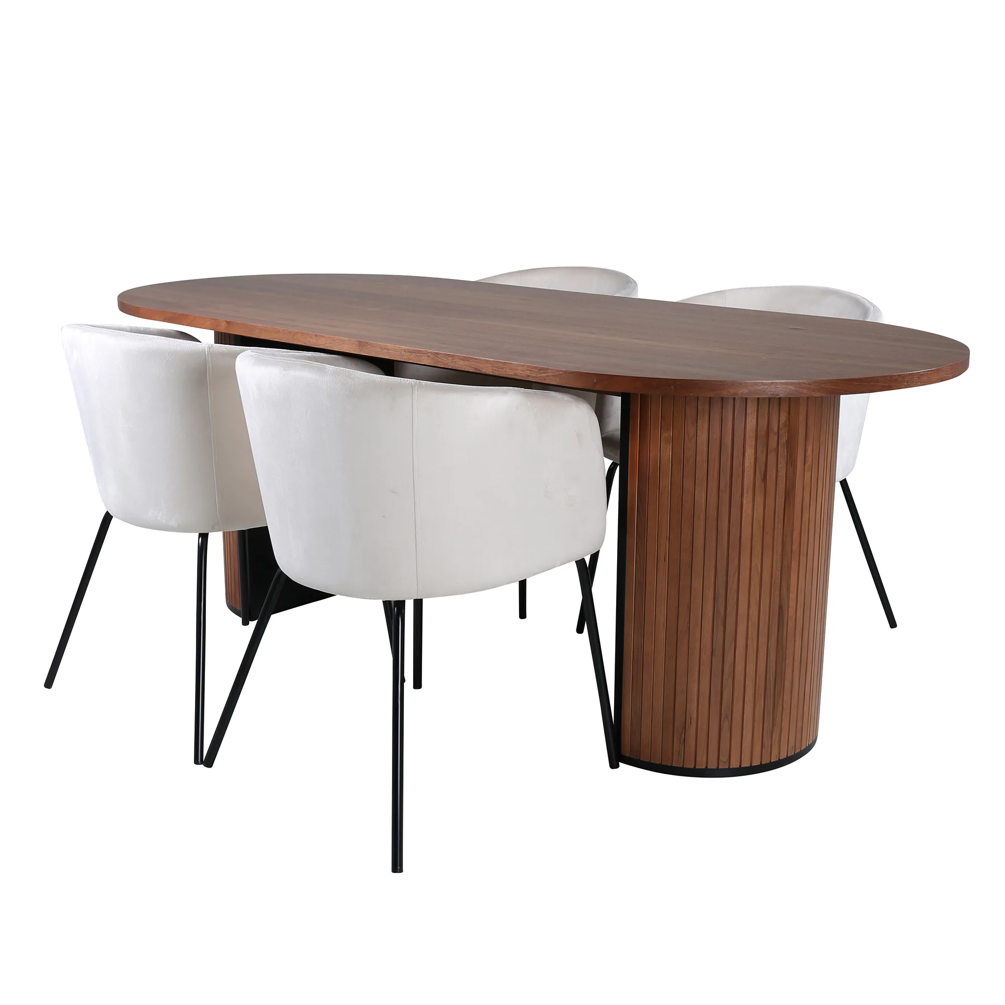 Bianca Oval Dining Table - Walnut / Black Veneer+Berit Chair Valnöt