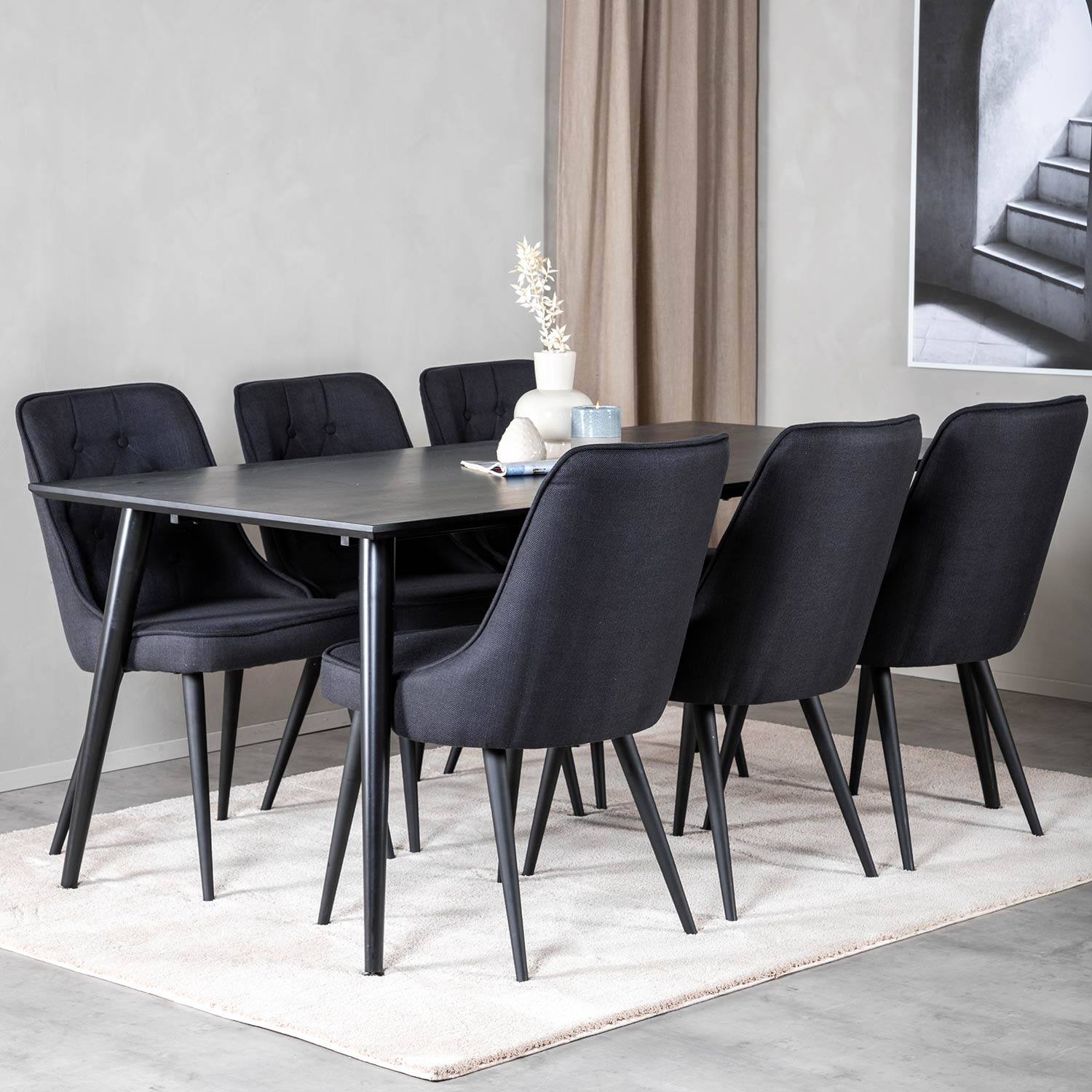 Matgrupp Venture Home Dipp med 6 Velvet Deluxe Stolar