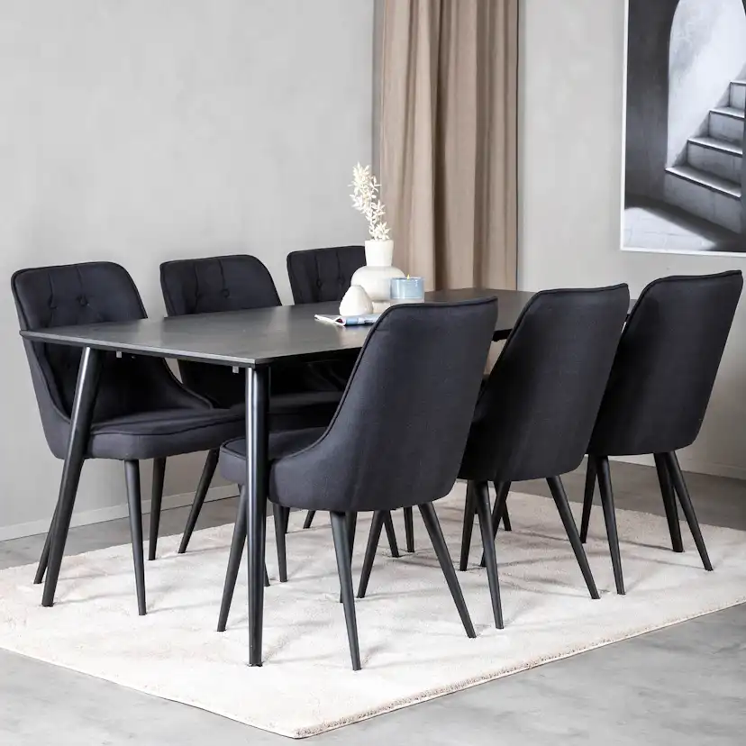 Matgrupp Venture Home Dipp med 6 Velvet Deluxe Stolar