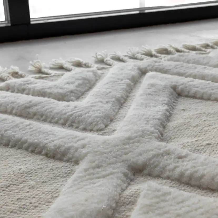 Dahlia Wool - 300*400- -Rectangular-White Vit, Mått: 300x400 cm