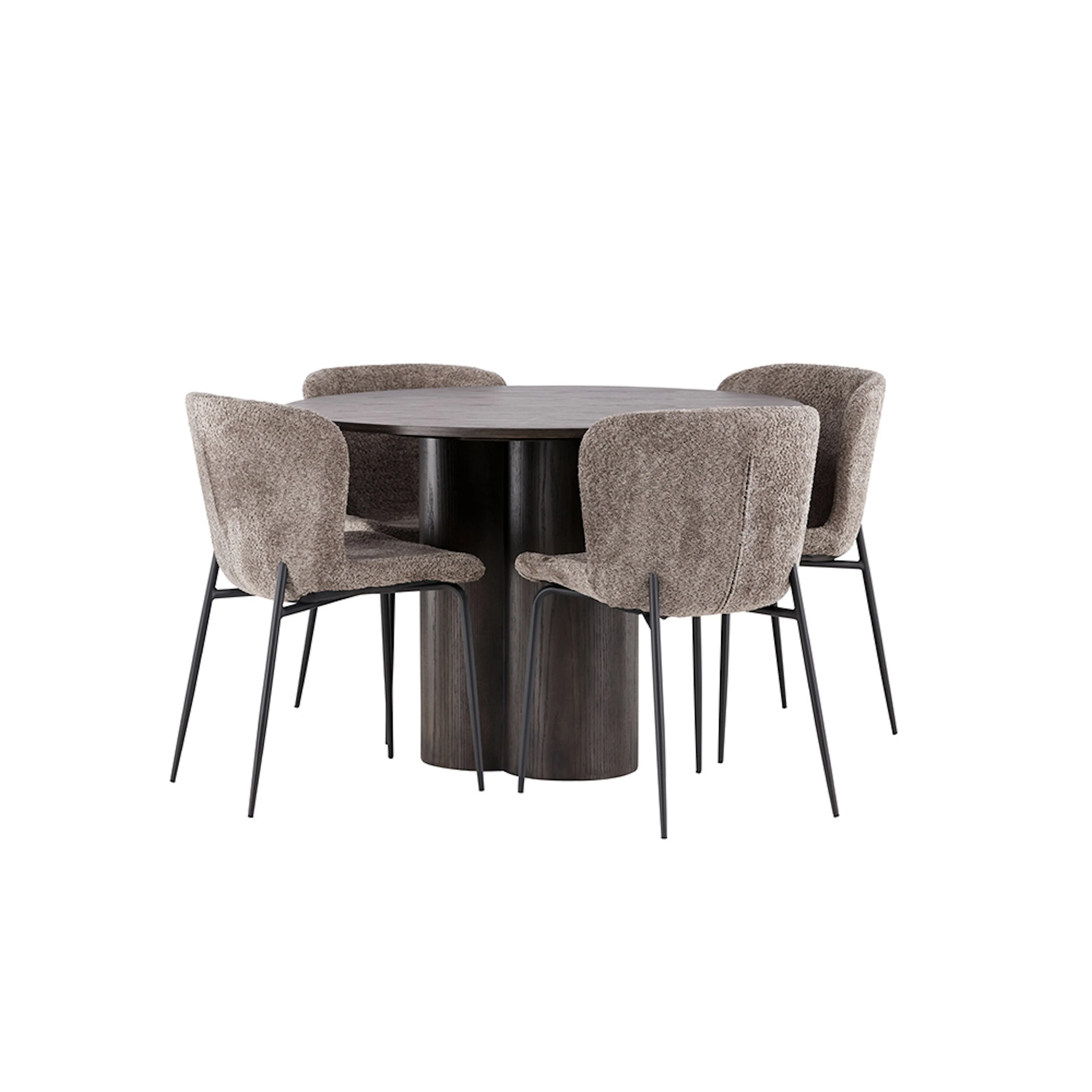 OliviaDiningTable-Mocca/MoccaVeneer+ModestoDiningChair-Beige Mocka/Mörkgrå