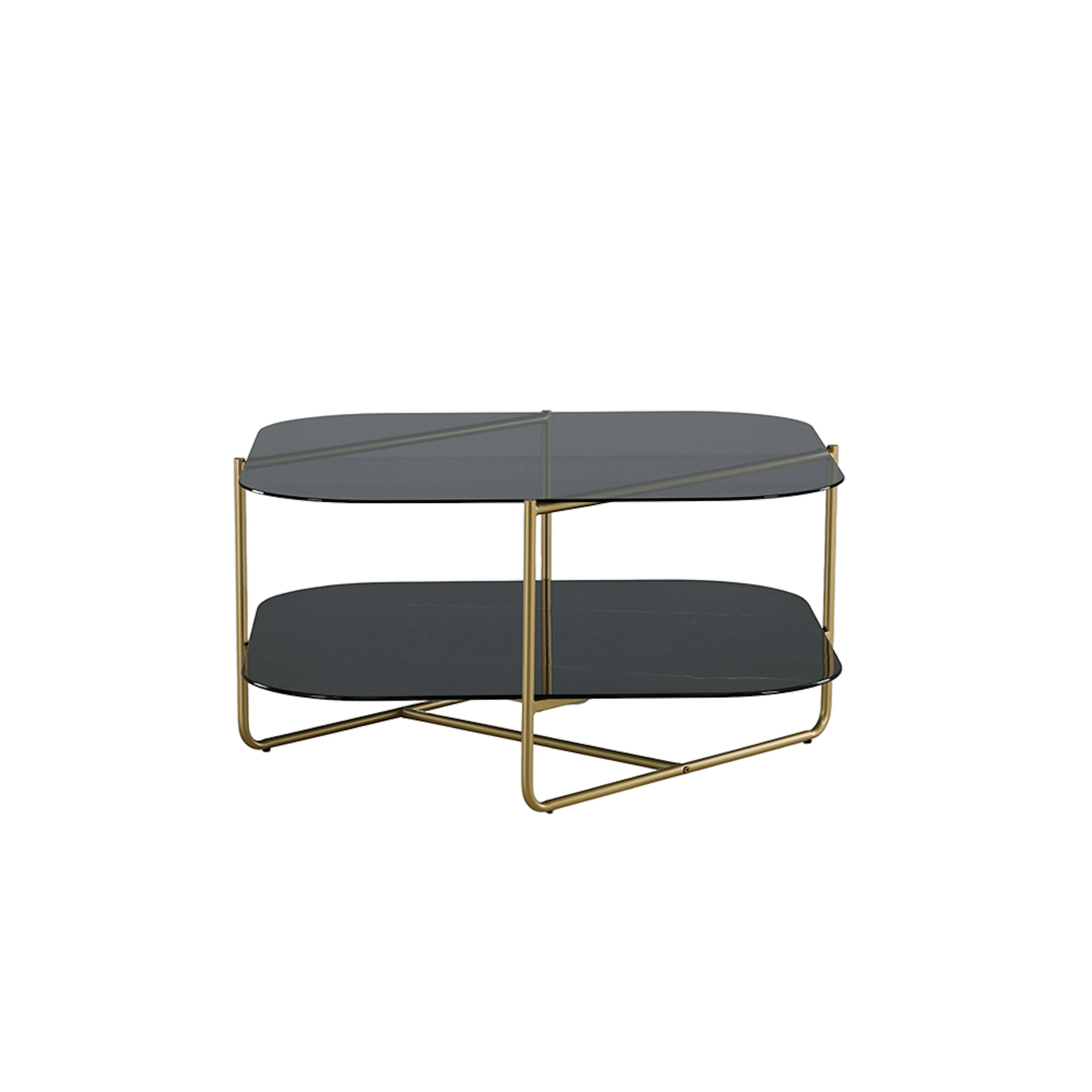 un-line Sofa Table - Brushed Brass / Smoked Glass / black Gl Svart/Mässing