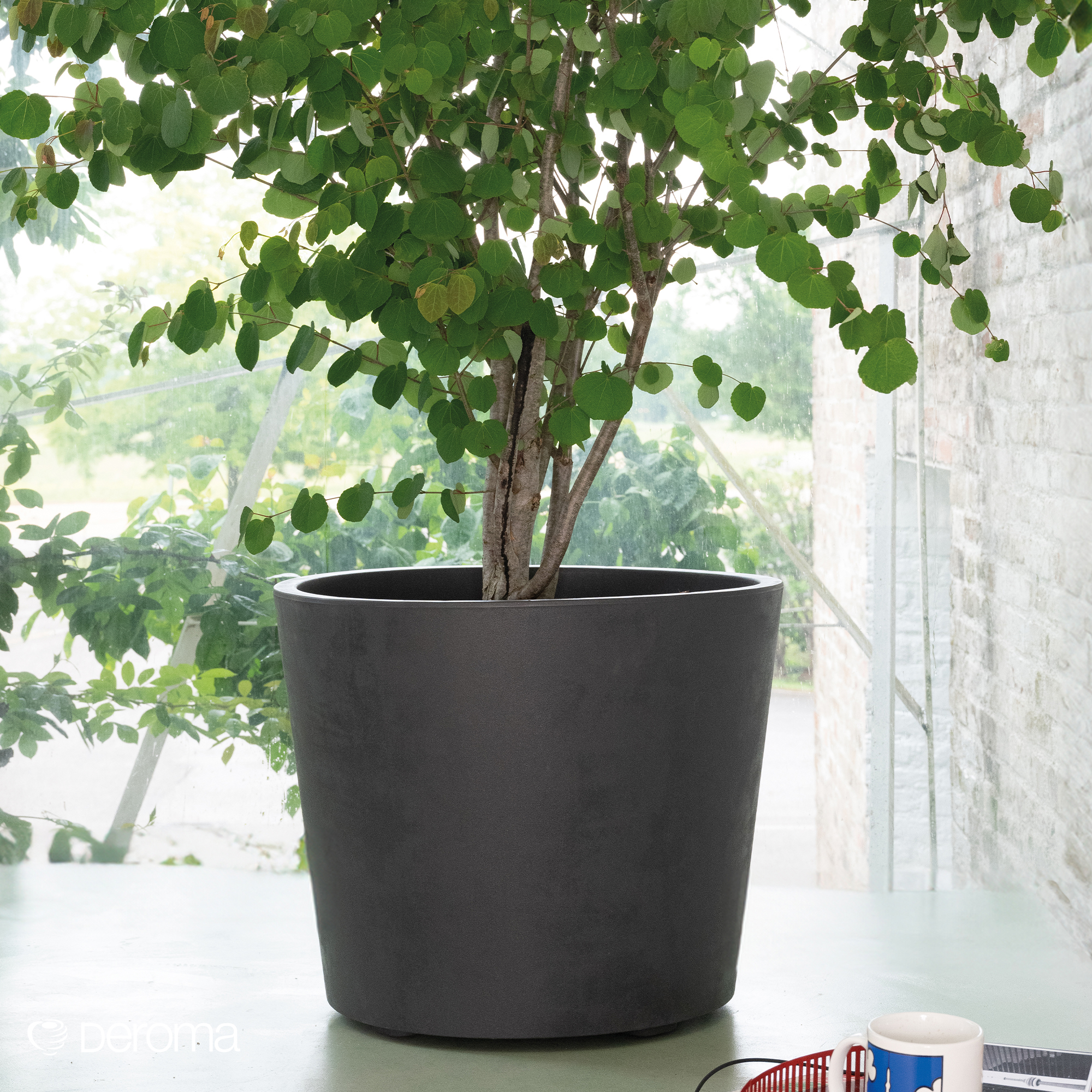 Kruka Deroma Millennium Antracit Med Hjul Rund 59 x 49 cm