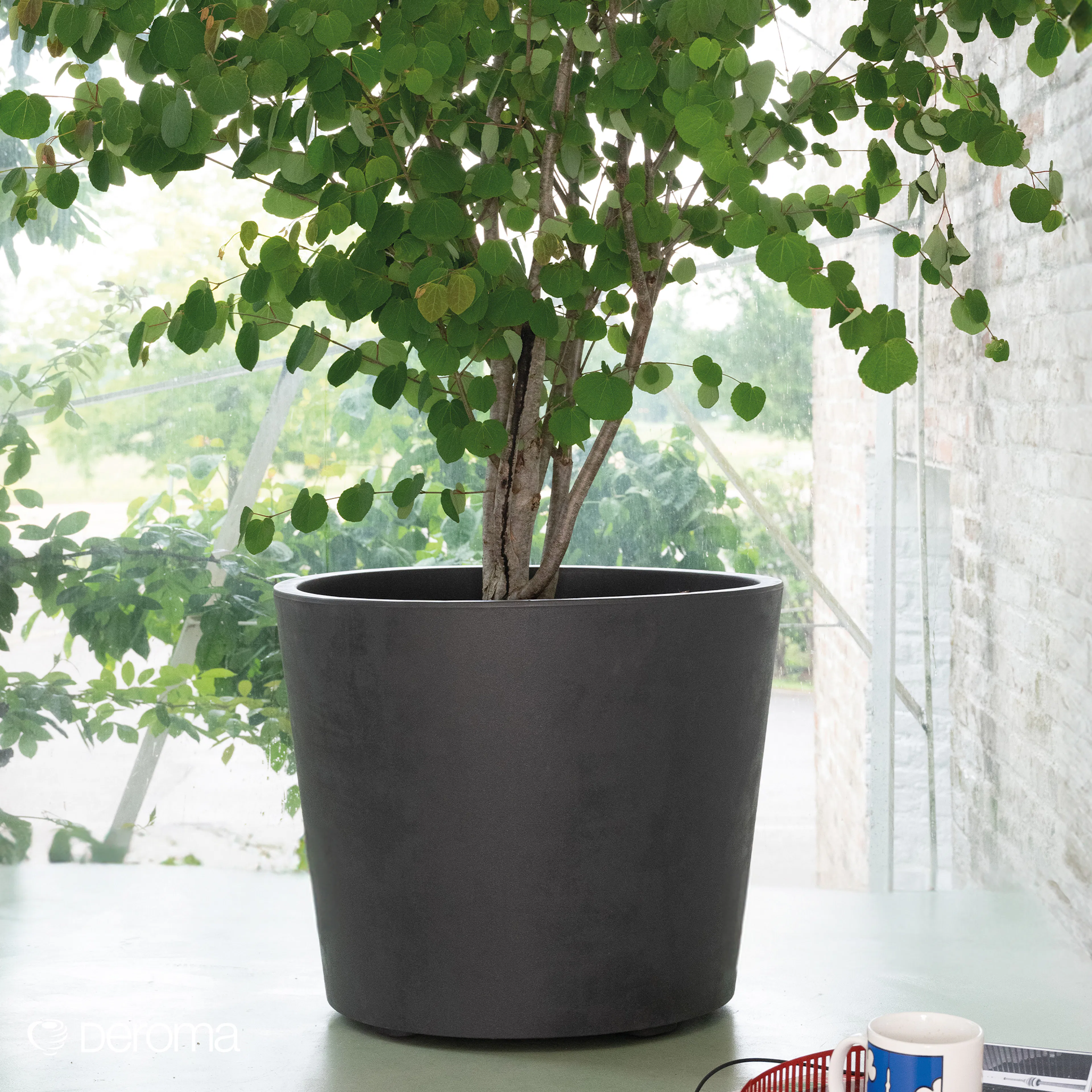 Kruka Deroma Millennium Antracit Med Hjul Rund 59 x 49 cm