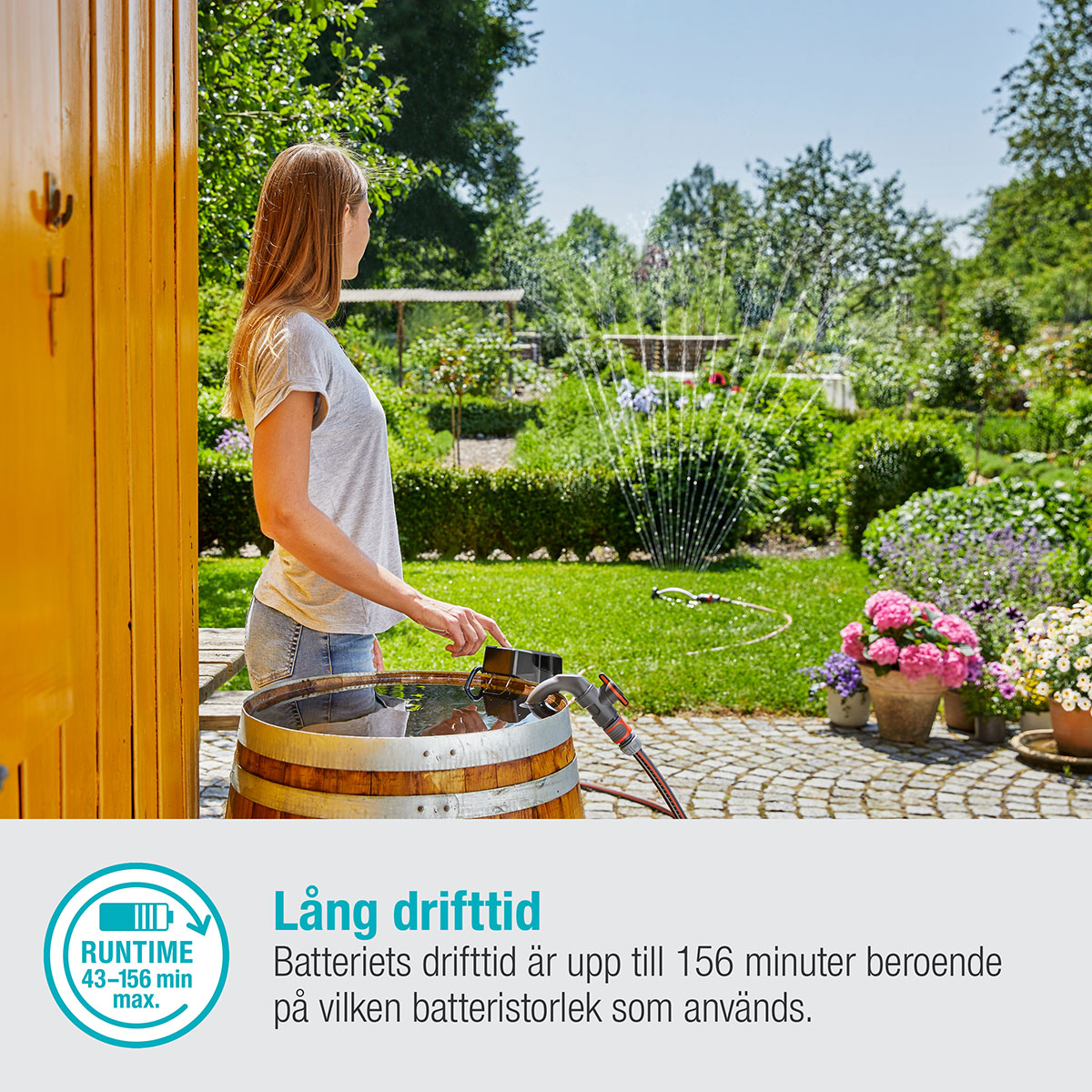 Pump Gardena för Regnvattentunna 2000/2 18V P4A utan Batteri