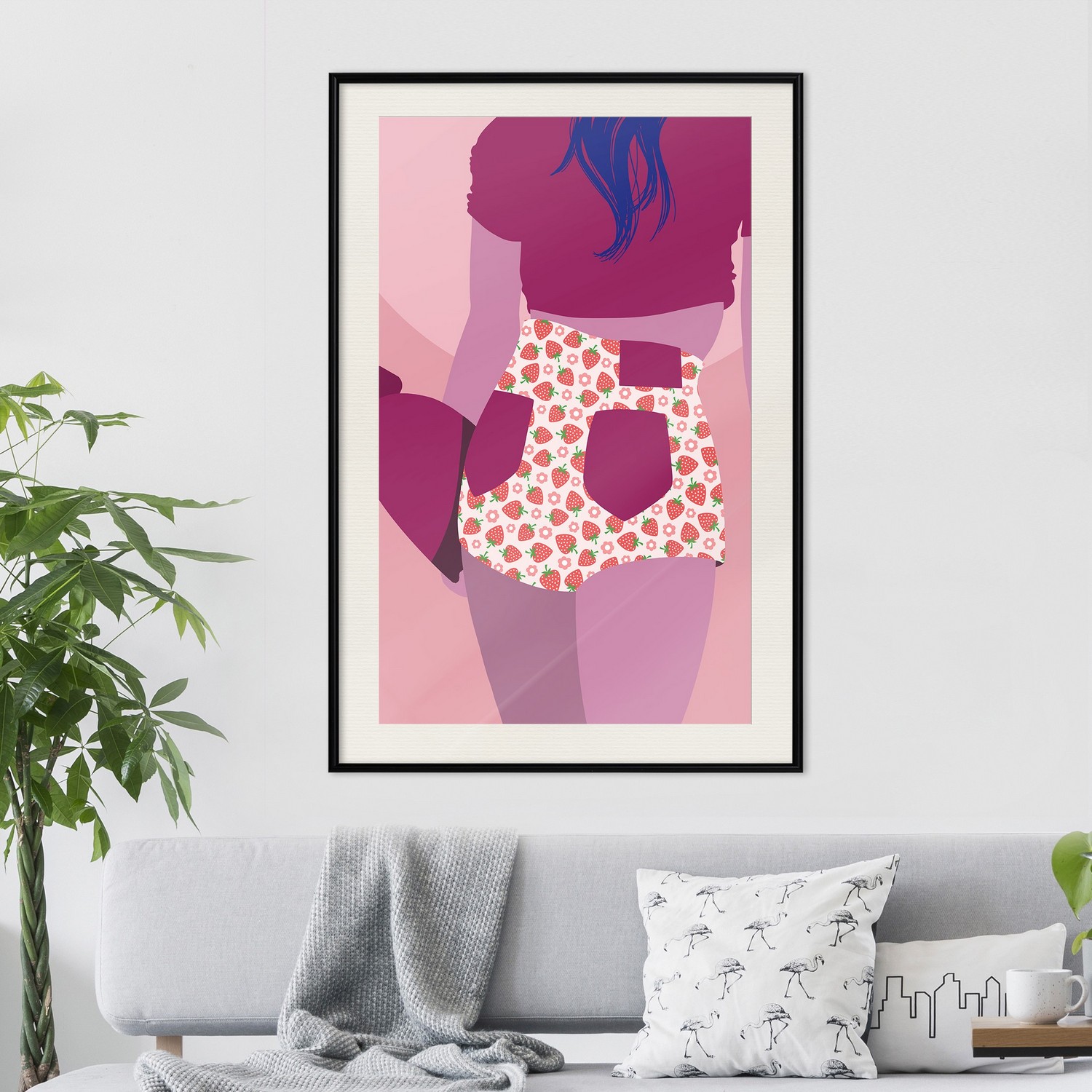 Affisch - Strawberries Shorts [Poster] 20x30 Svart ram med passepartout, 20x30 cm