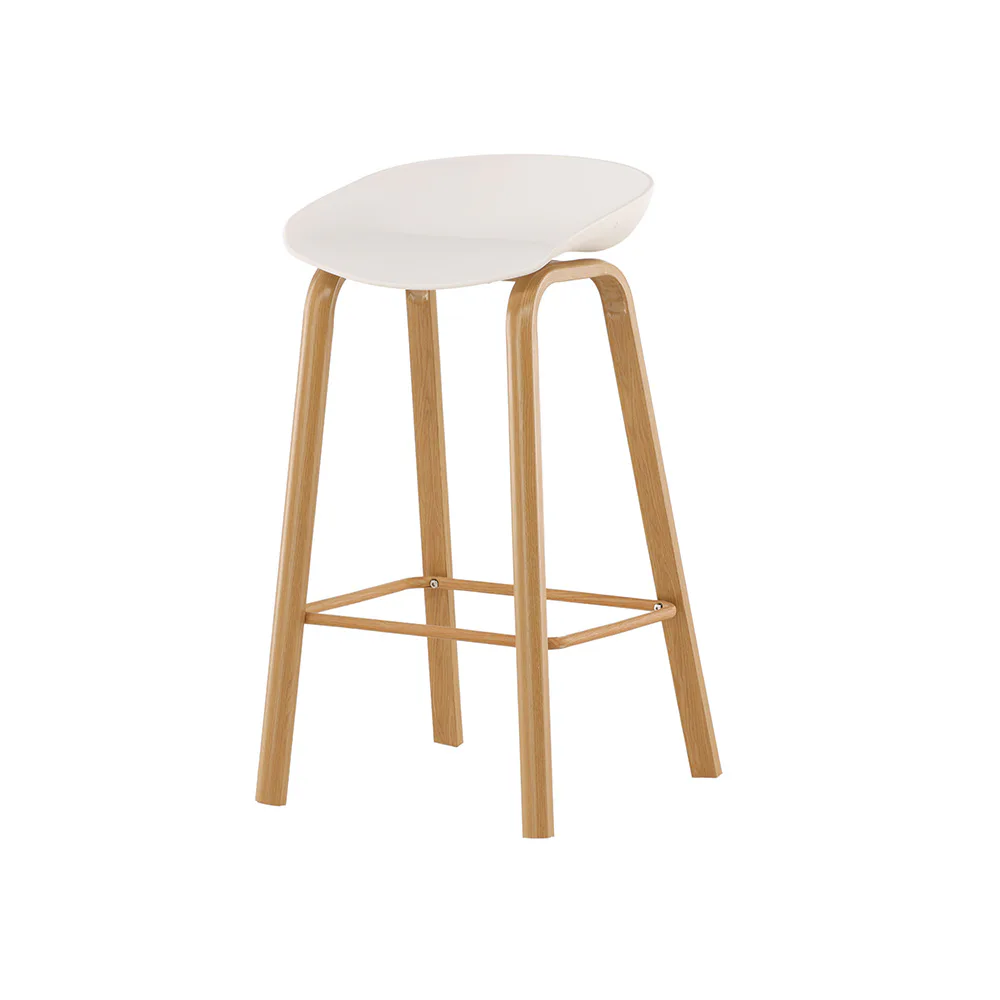 Decatur Bar Chair - Oak wood look / White PP Vit/Trä