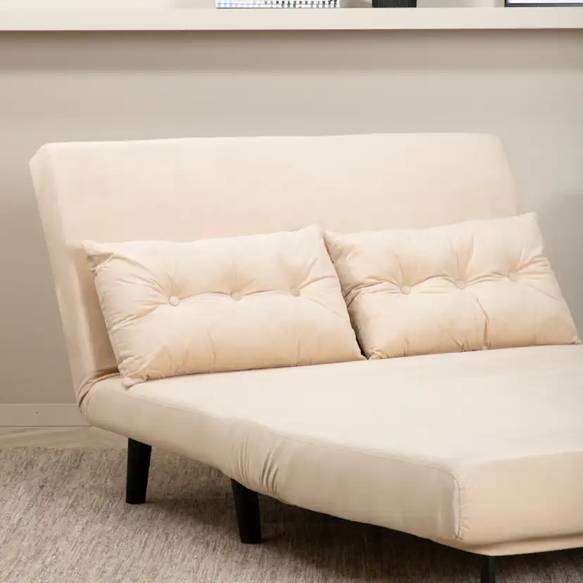 Vicky Folding Bed Double - Black / Beige Velvet Beige