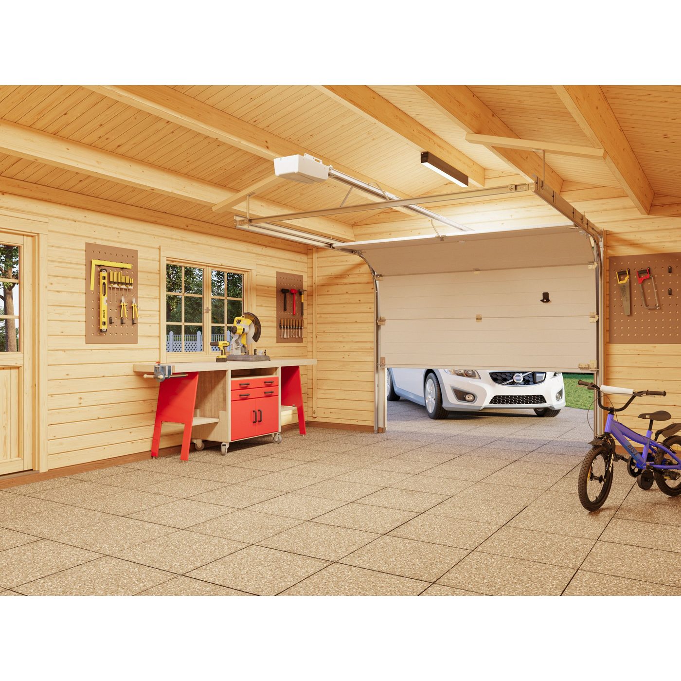 Garage Roger 23,9 m2 med Takskjutport Obehandlad