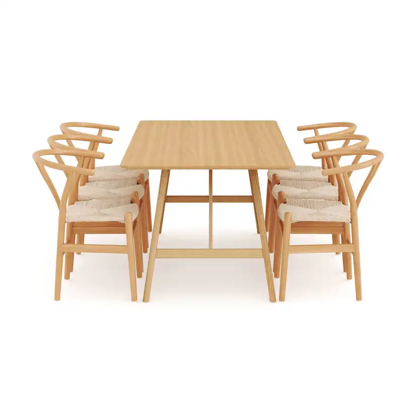 Matgrupp Bark Jerup Rektangulärt Matbord 180 cm med 6Dastoori Matstol