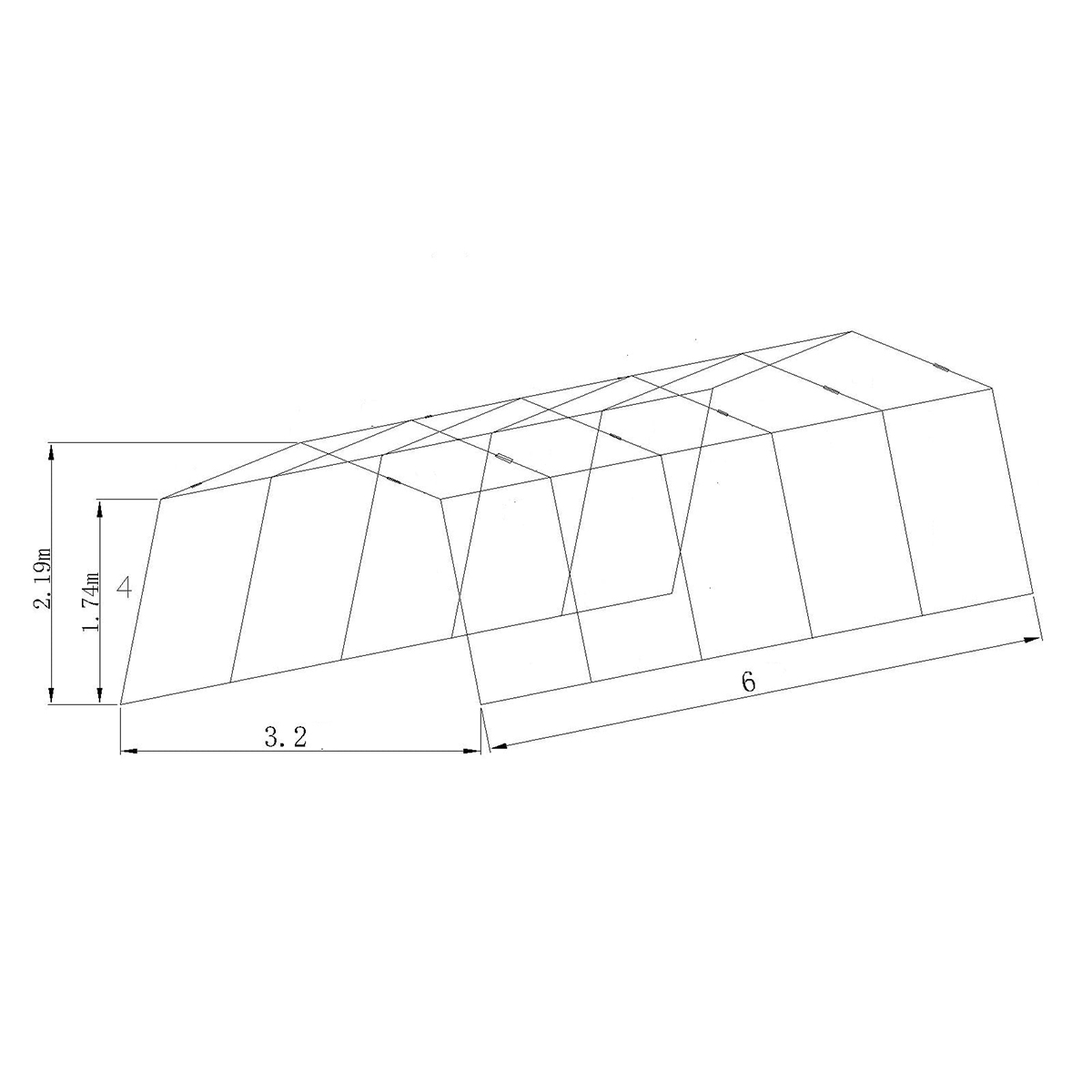 Garagetält Timco G500 3,2 x 6 x 1,9 m Grå