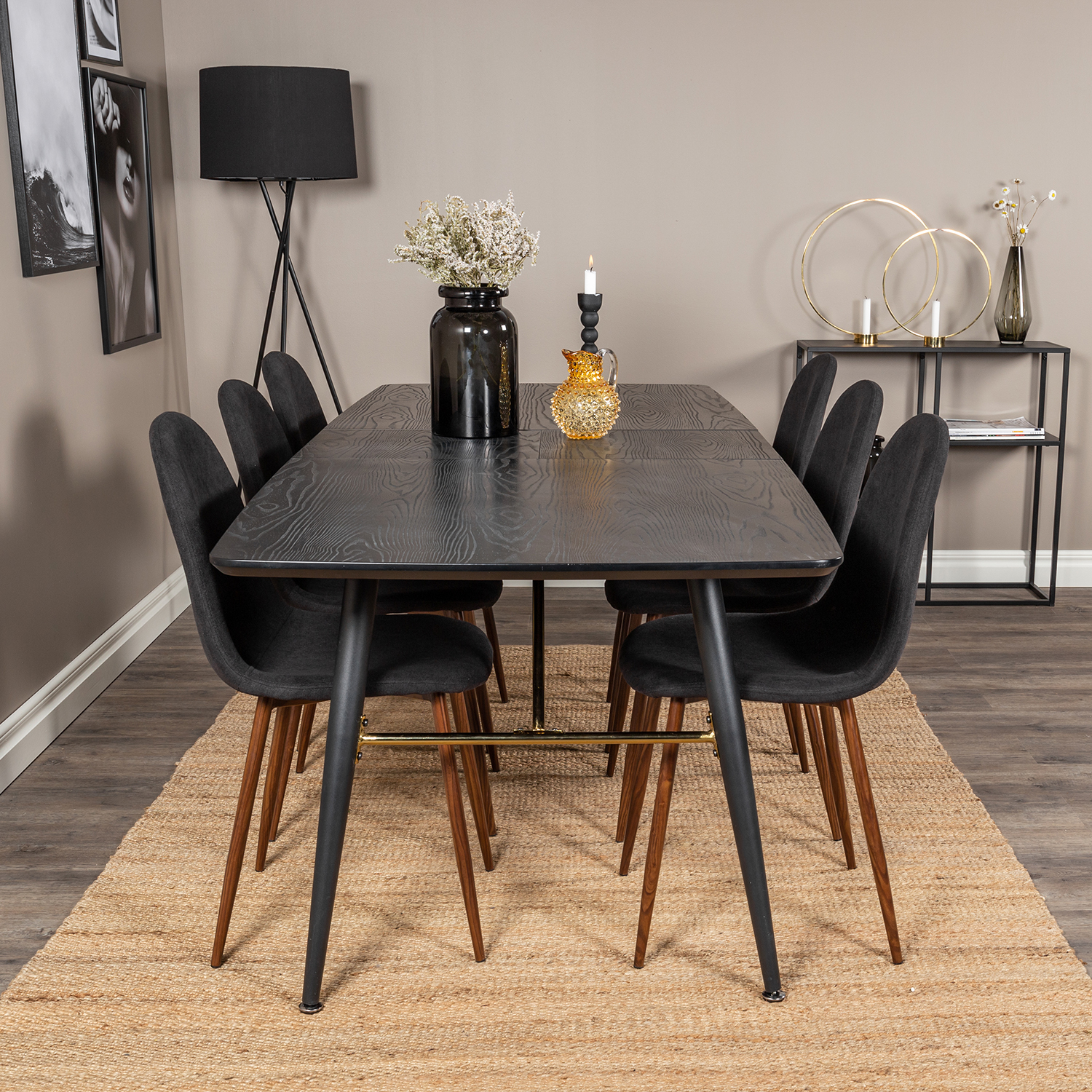 Matgrupp Venture Home Guld med 6 Pobbie Stolar Polyestertyg