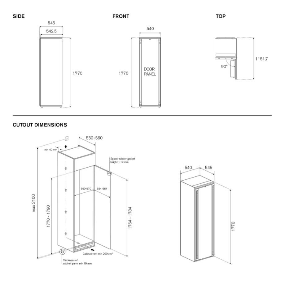 Bertazzoni Inbyggd Frys FRZ603UBNPTC/20