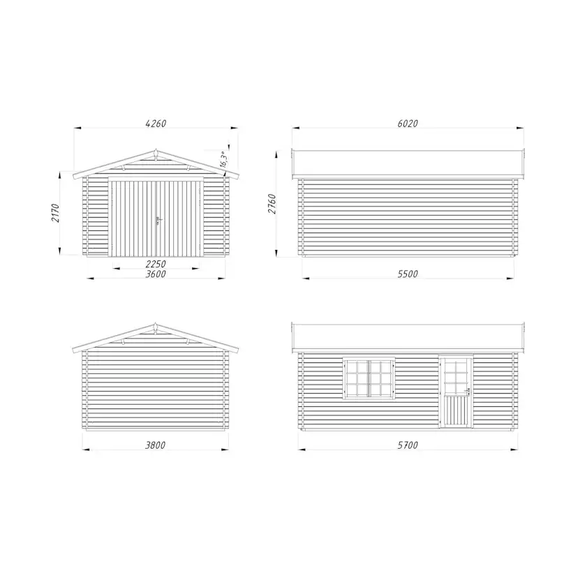 Garage Roger 19,0 m2 med dörr Obehandlad