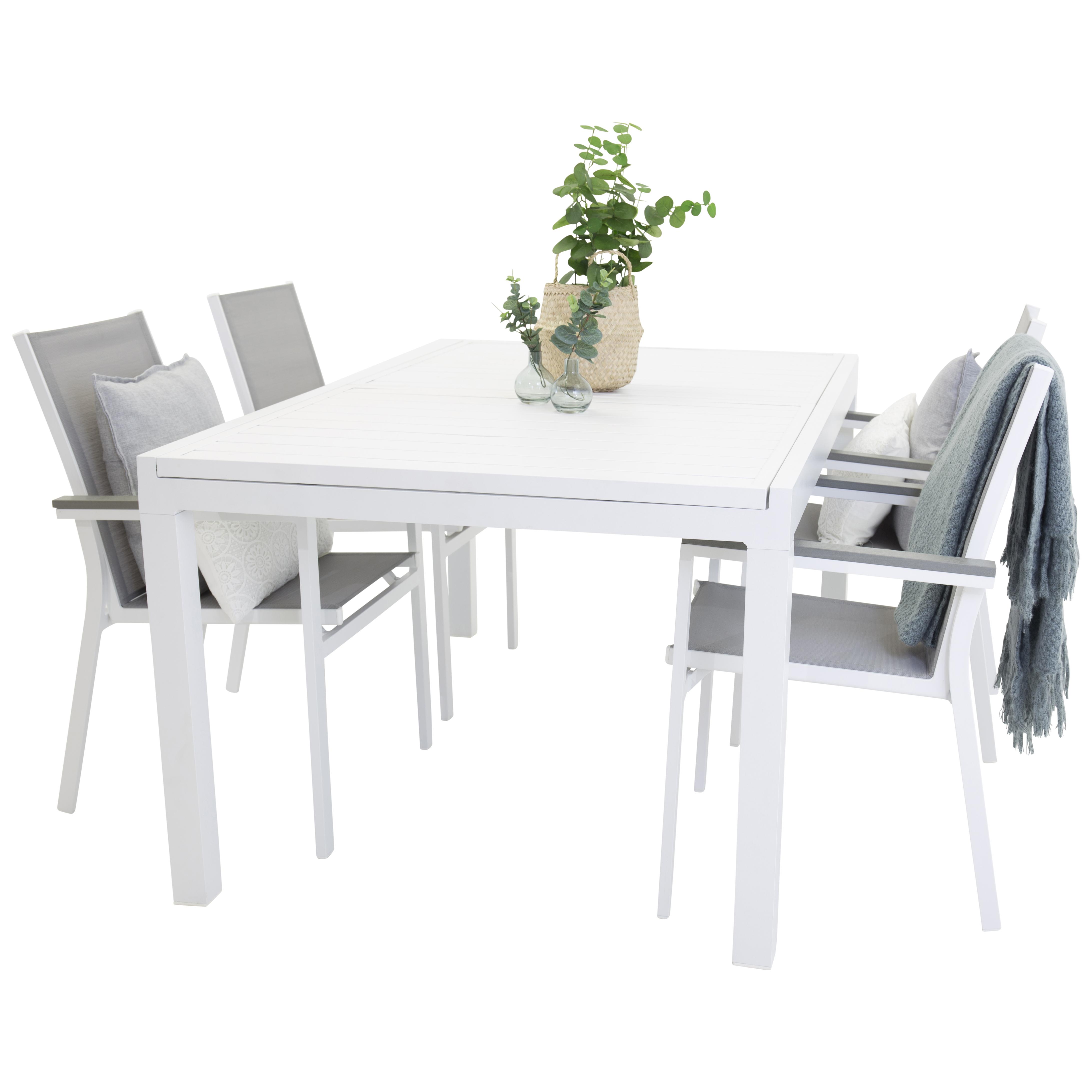 Matgrupp Utomhus Venture Home Madrid 160/240 med 4 Pincy Trädgårdsstolar