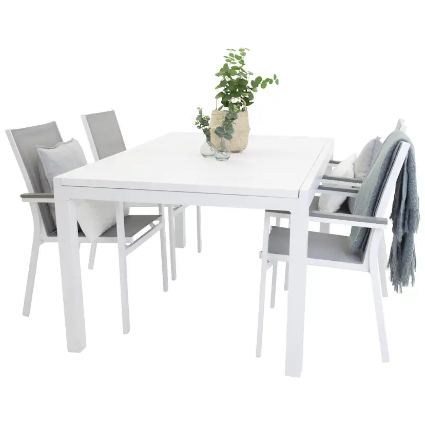 Matgrupp Utomhus Venture Home Madrid 160/240 med 4 Pincy Trädgårdsstolar