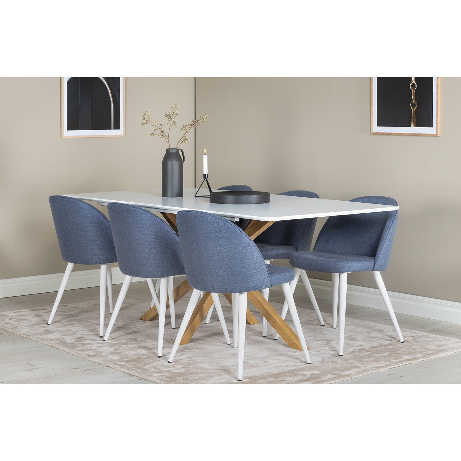 Matgrupp Venture Home Piazza med 6 Velvet stolar Tyg