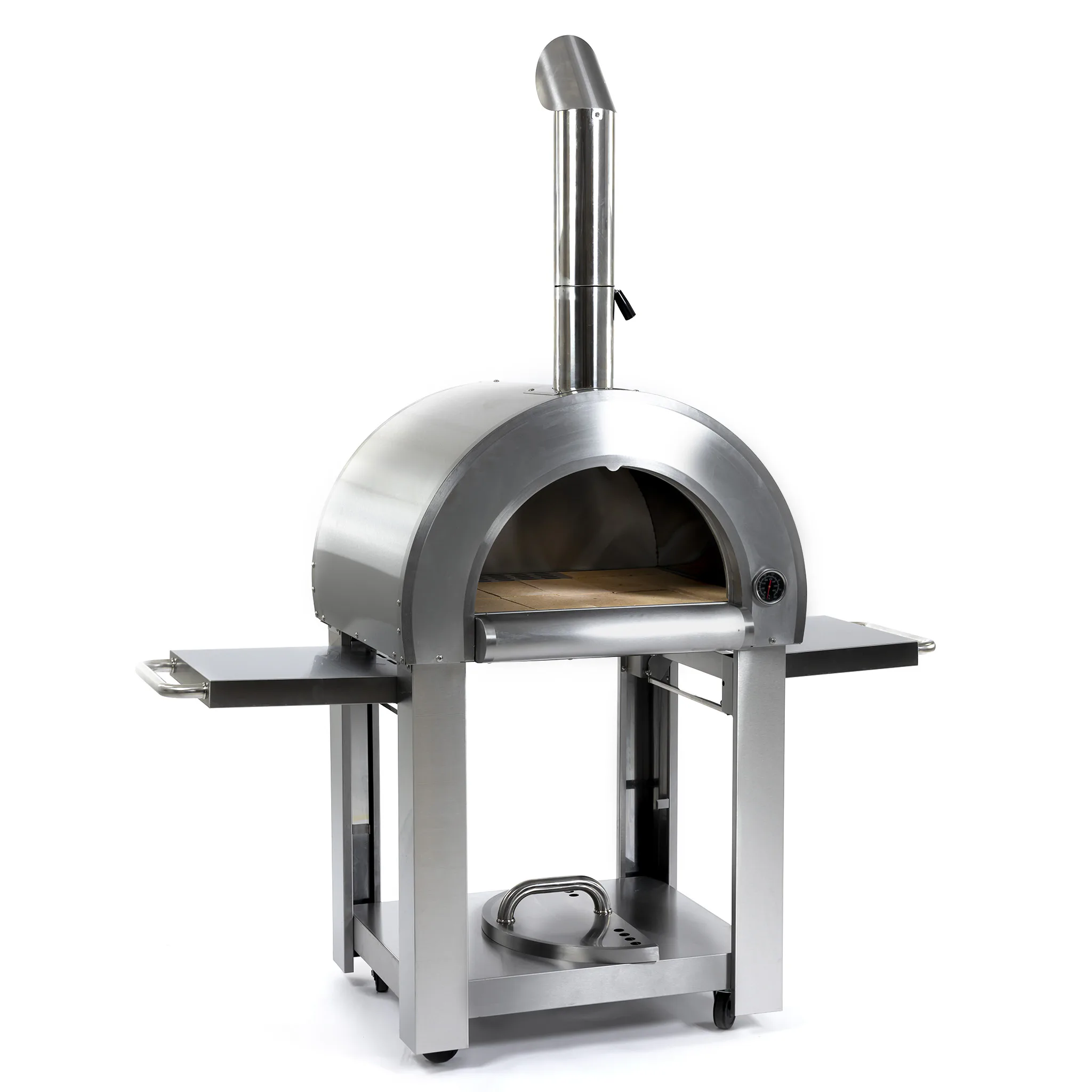 Pizzaugn Metalcraft Milano Vedeldad i Rostfritt Stål med Sidobord