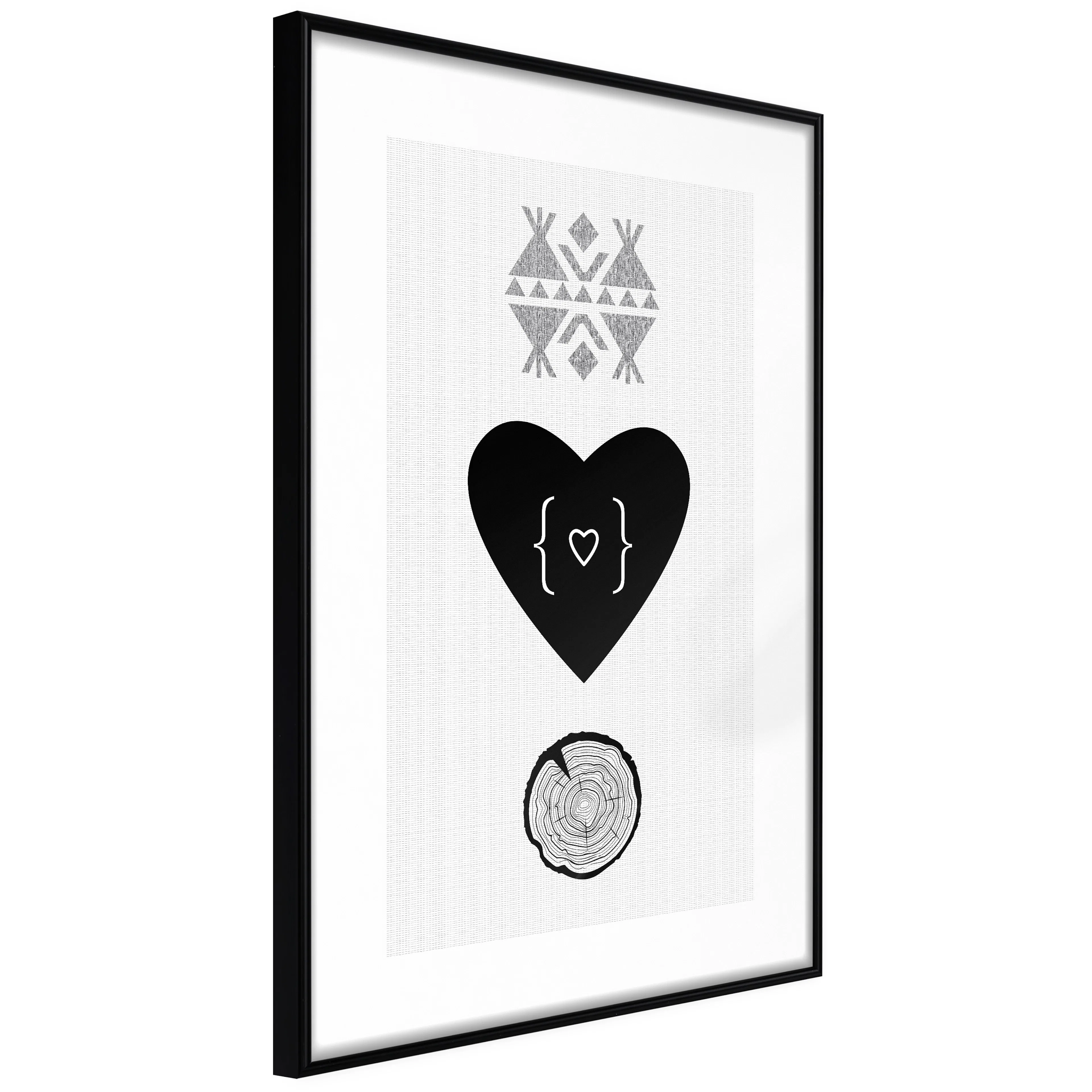 Affisch - Heart and Tree Trunk [Poster] 20x30 Svart ram, 20x30 cm