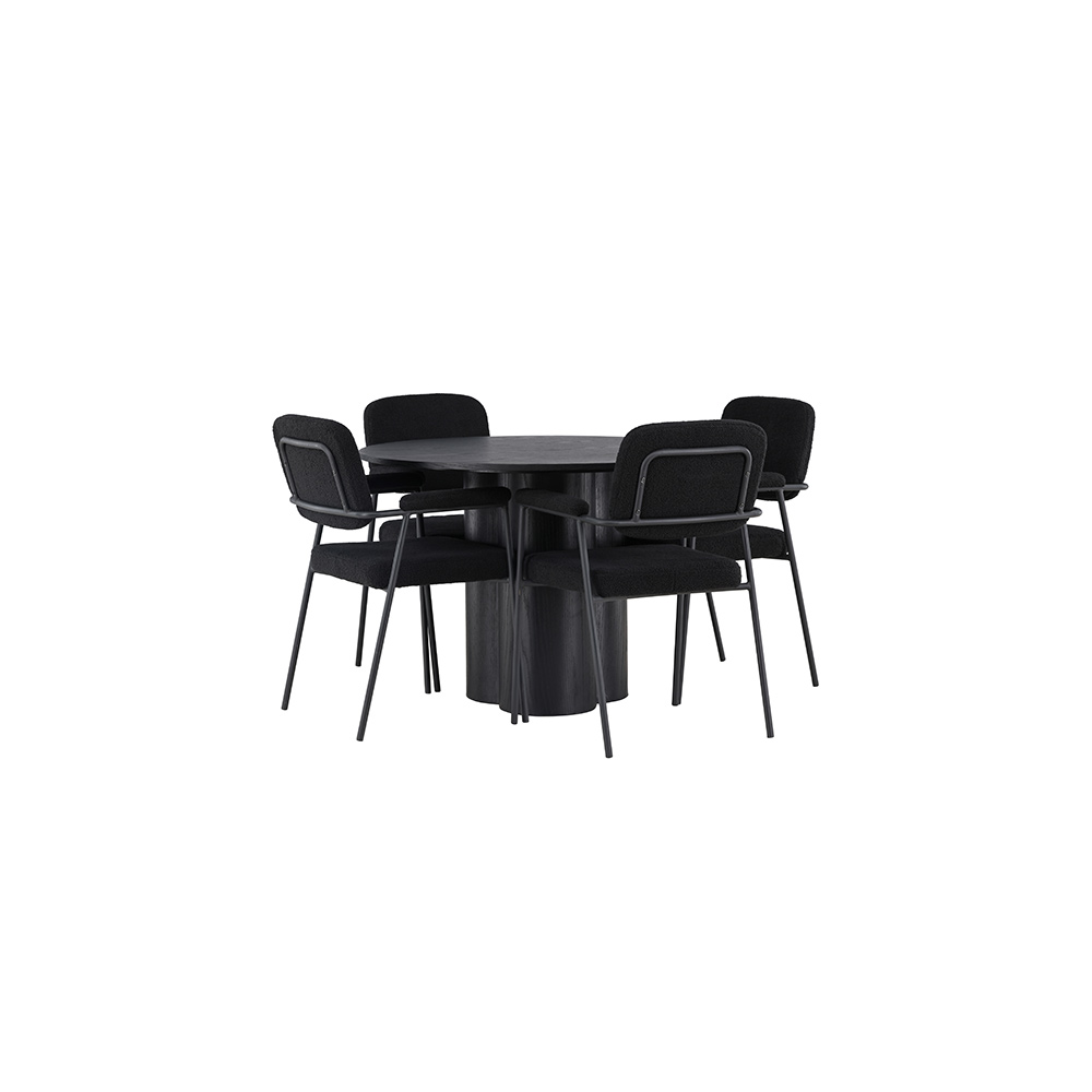 Matgrupp Venture Home Olivia Ø110 cm med 4 st Yesterday stolar