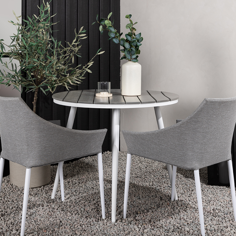 Break - Dining Table Round- White / Grey - Alu / Aintwood - Grå/Vit
