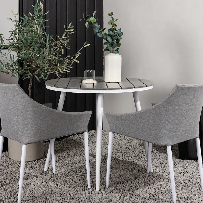 Break - Dining Table Round- White / Grey - Alu / Aintwood - Grå/Vit