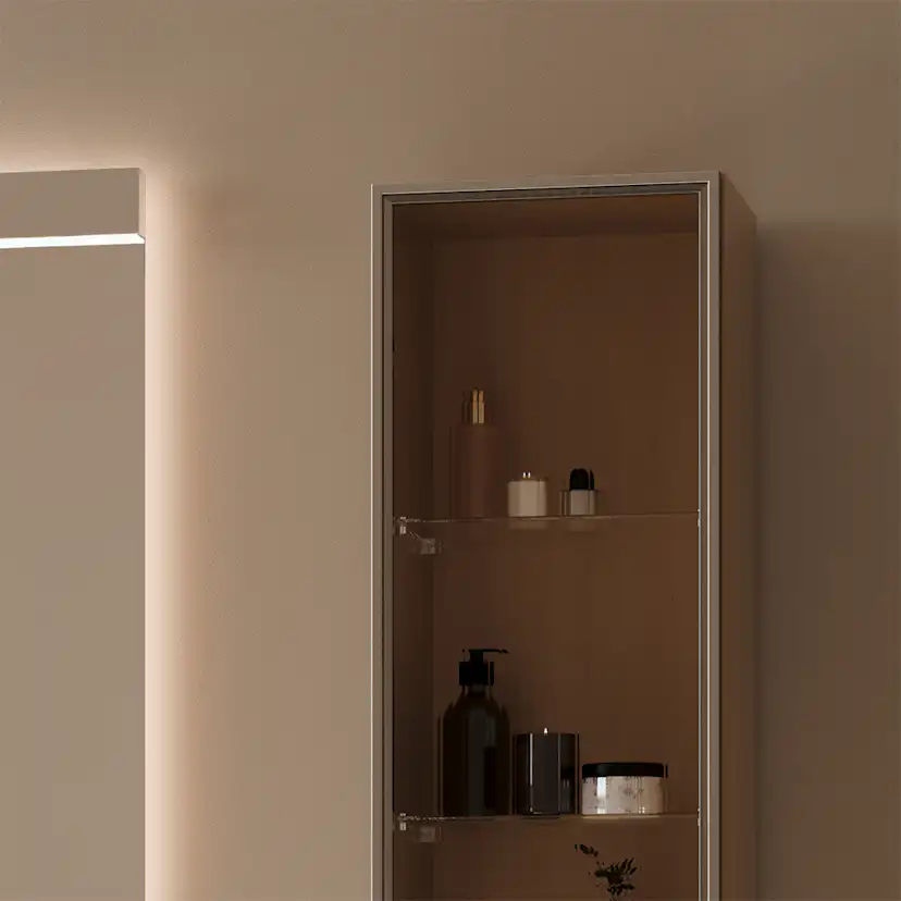 Dörr Högskåp Ram 160x35 Alu matt/Klar BxH: 350 x 1600 mm, Matt Aluminium, Klarglas