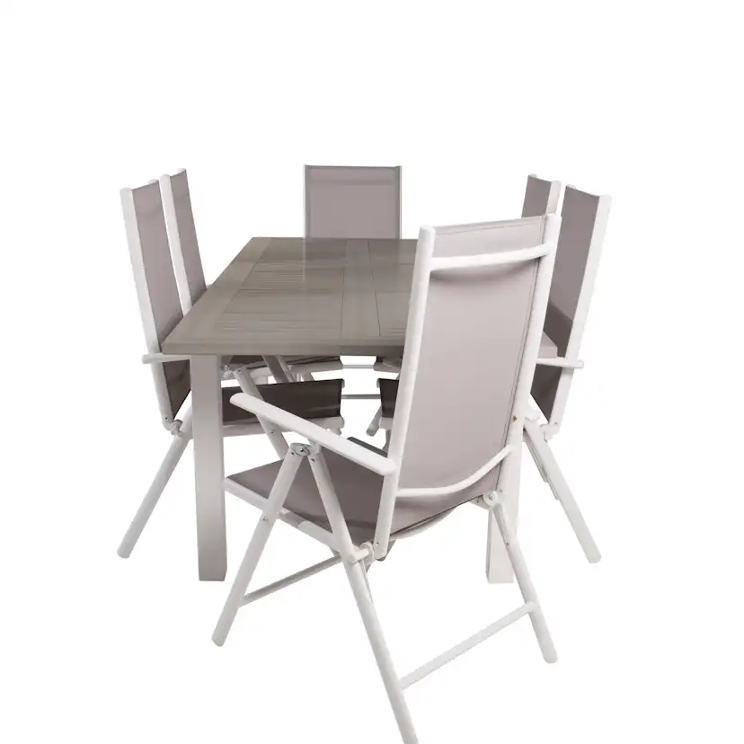 Albany Dining Table 152/210*90 - White Alu / Grey Aintwood+B Vit/Grå