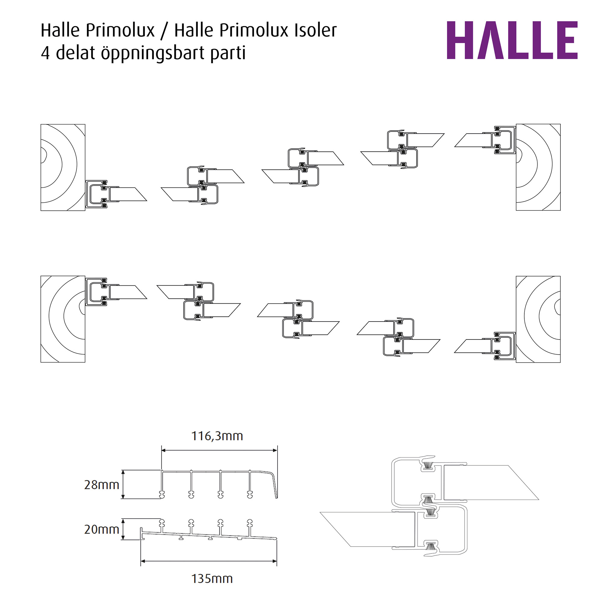 Fast Fönsterparti 4-Delad Halle Primolux