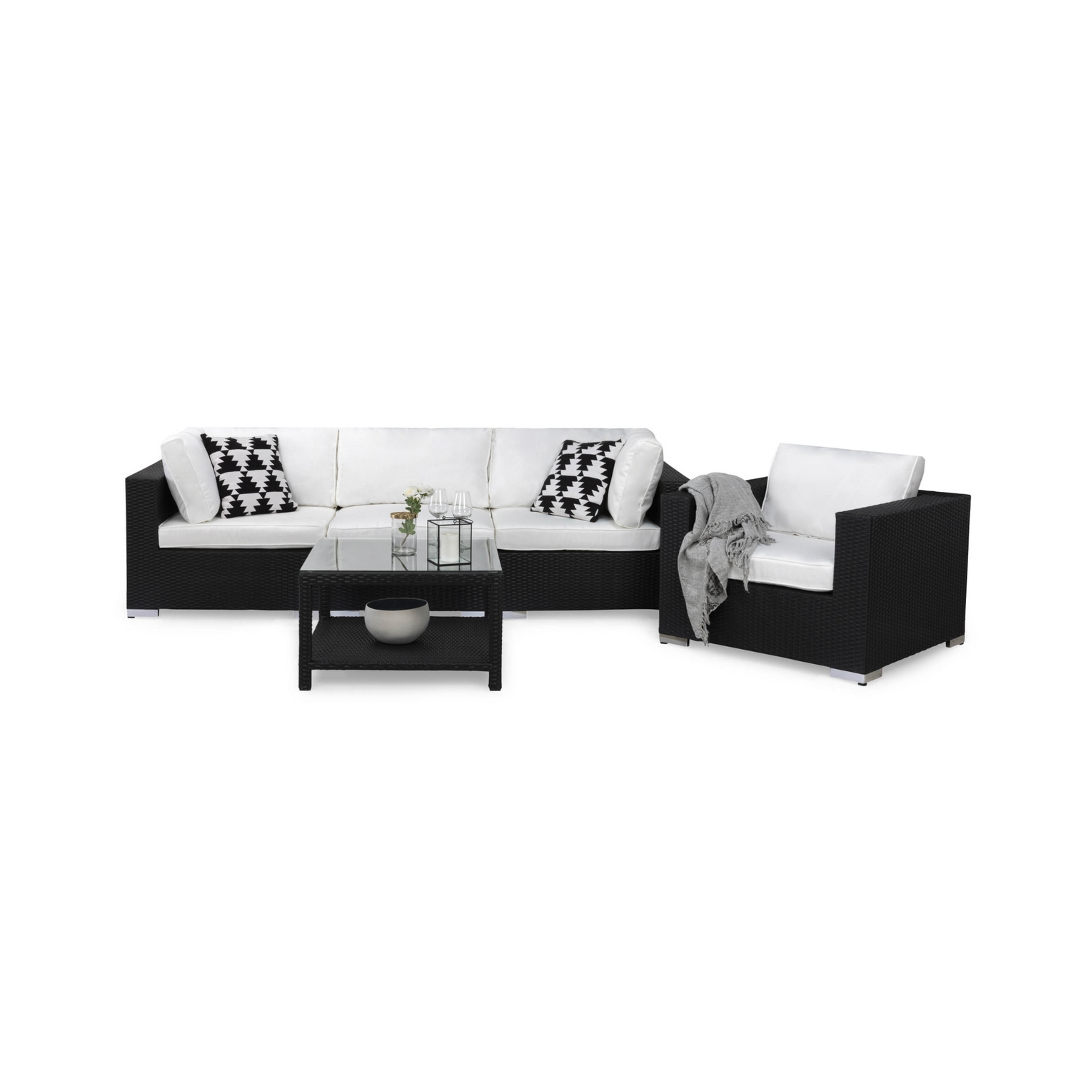 Loungegrupp Comfort Garden Bahamas 4-sits med Fåtölj och Bord 75x75