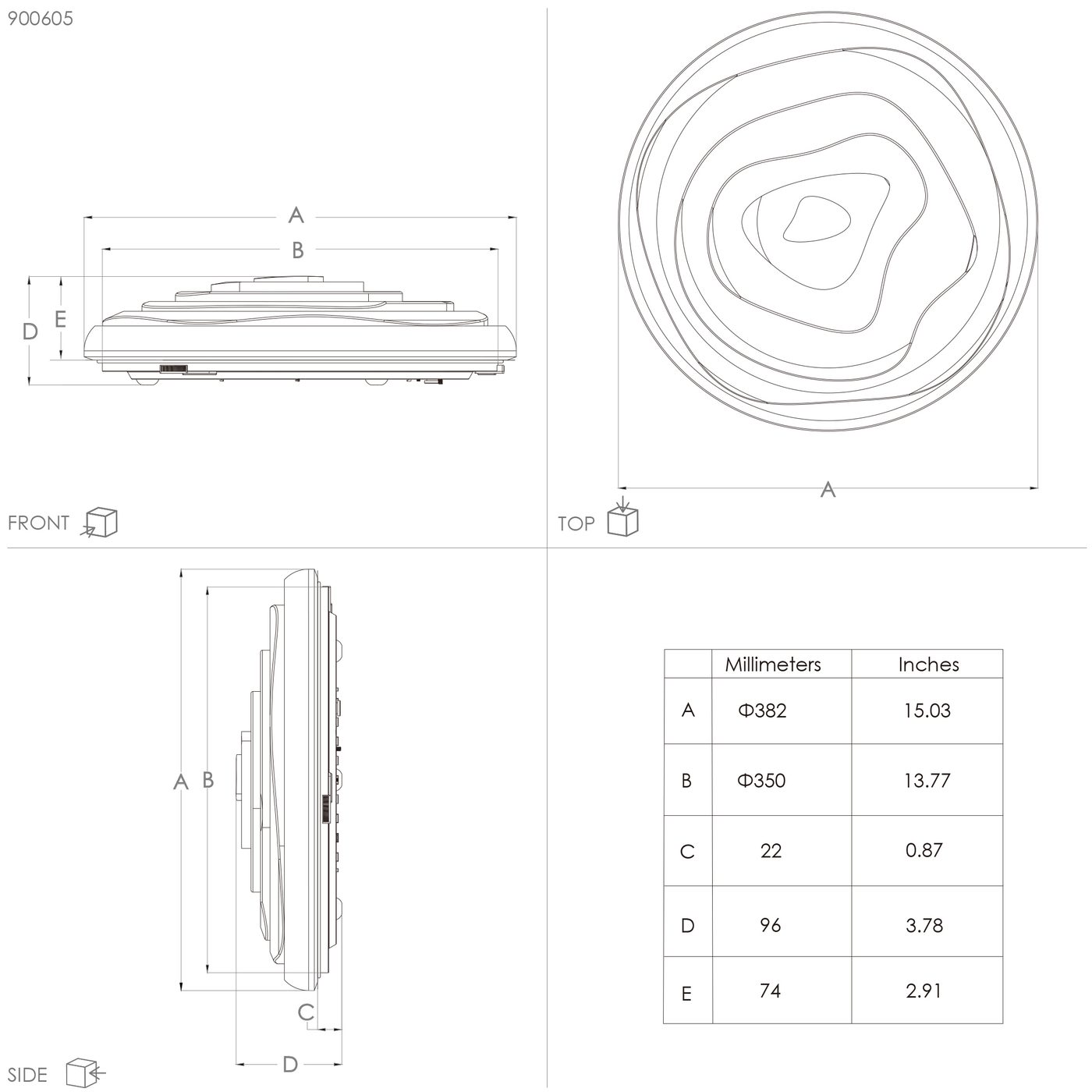 LED-CCT-DL Ø380 WEISS 'BATTISTONA' 380 mm