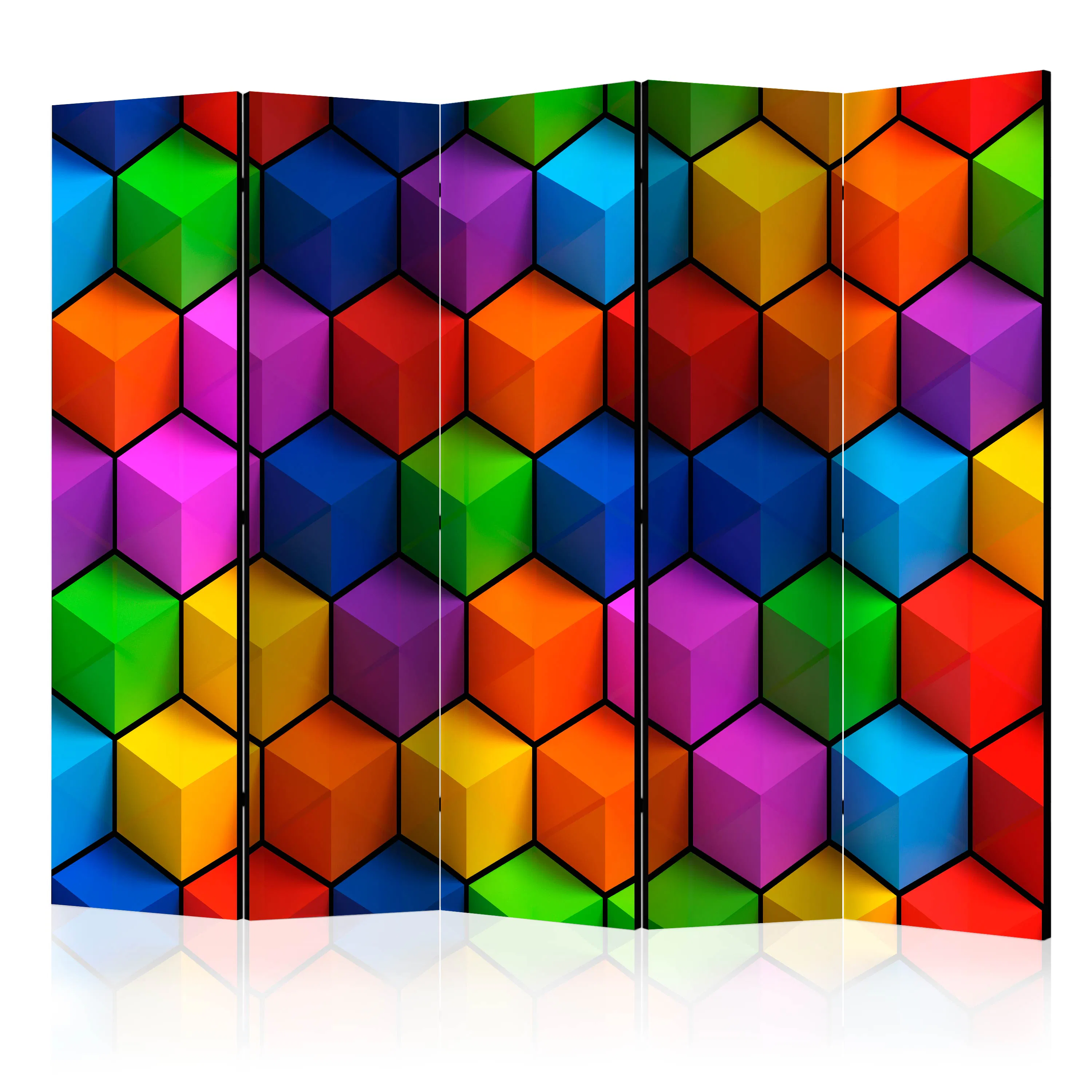 Rumsavdelare Skärmvägg Arkiio Colorful Geometric Boxes II 225x172 cm