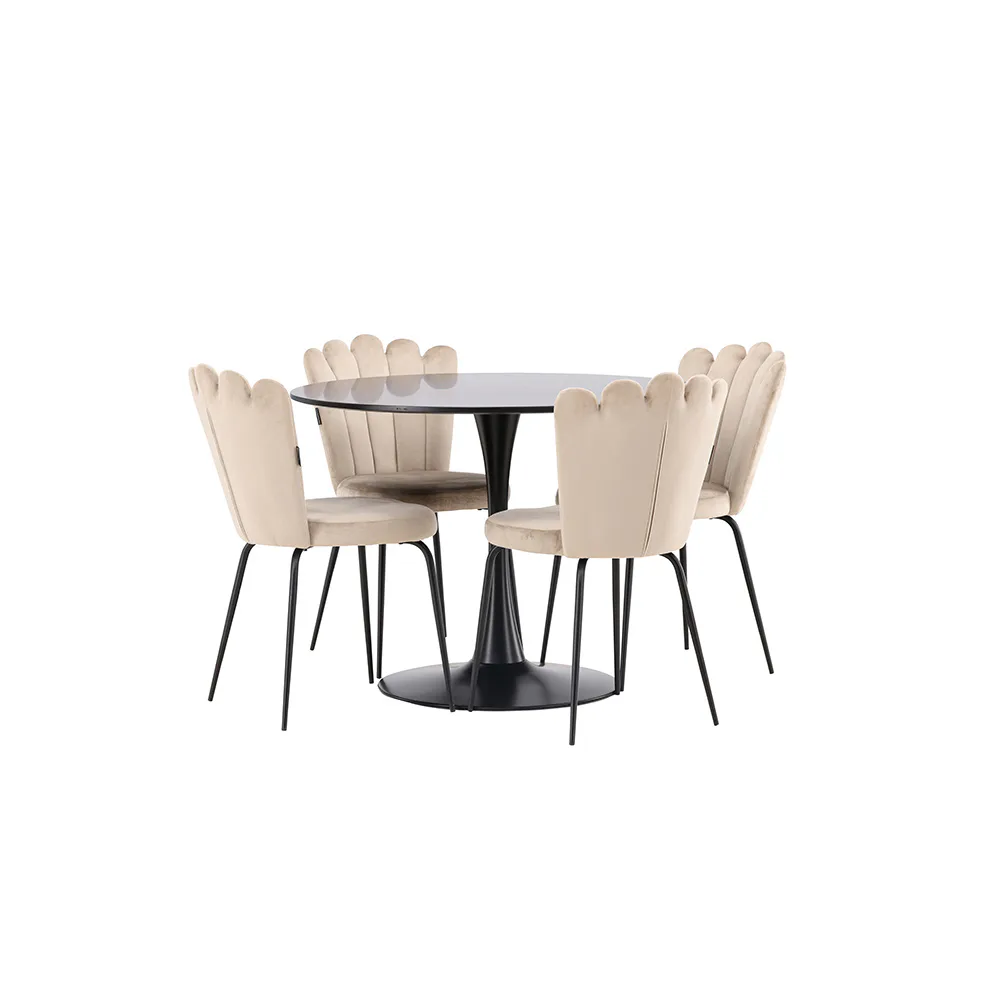 Matgrupp Venture Home Glade Ø 100 cm med 4 Limhamn Stolar