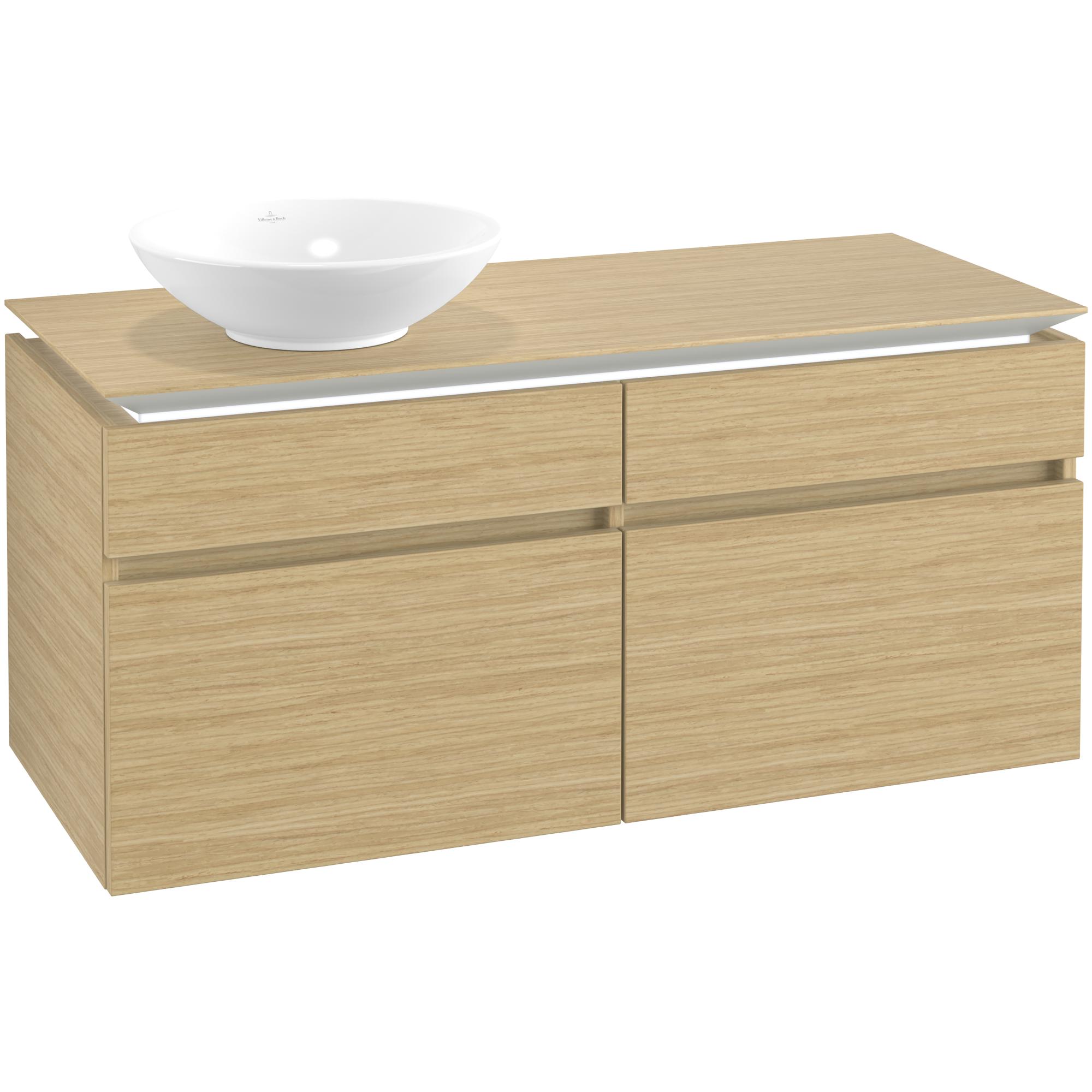 Tvättställsskåp Villeroy & Boch Legato 1200 med 4 Lådor för Ocentrerat Ytmonterat Tvättställ
