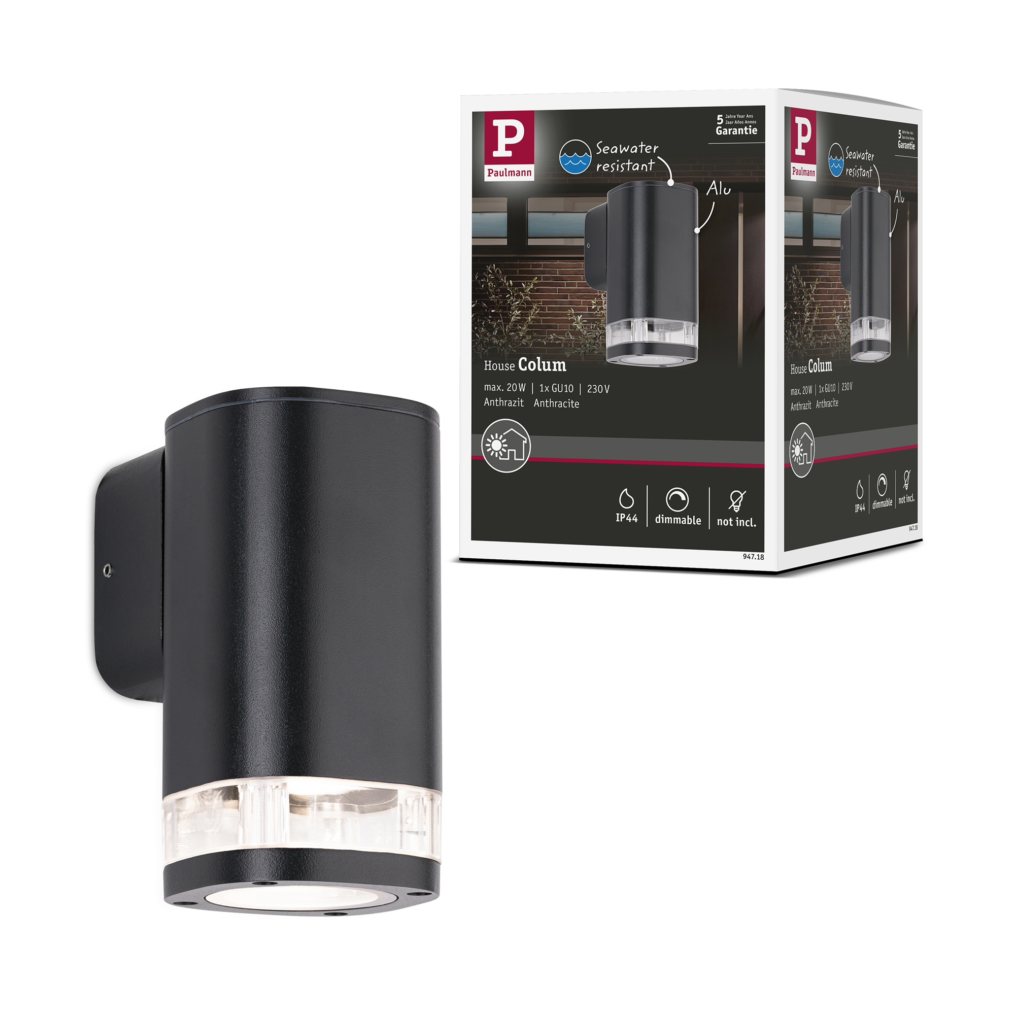Fasadbelysning LED Paulmann Colum Enkel Seawater Resistant IP44 230V