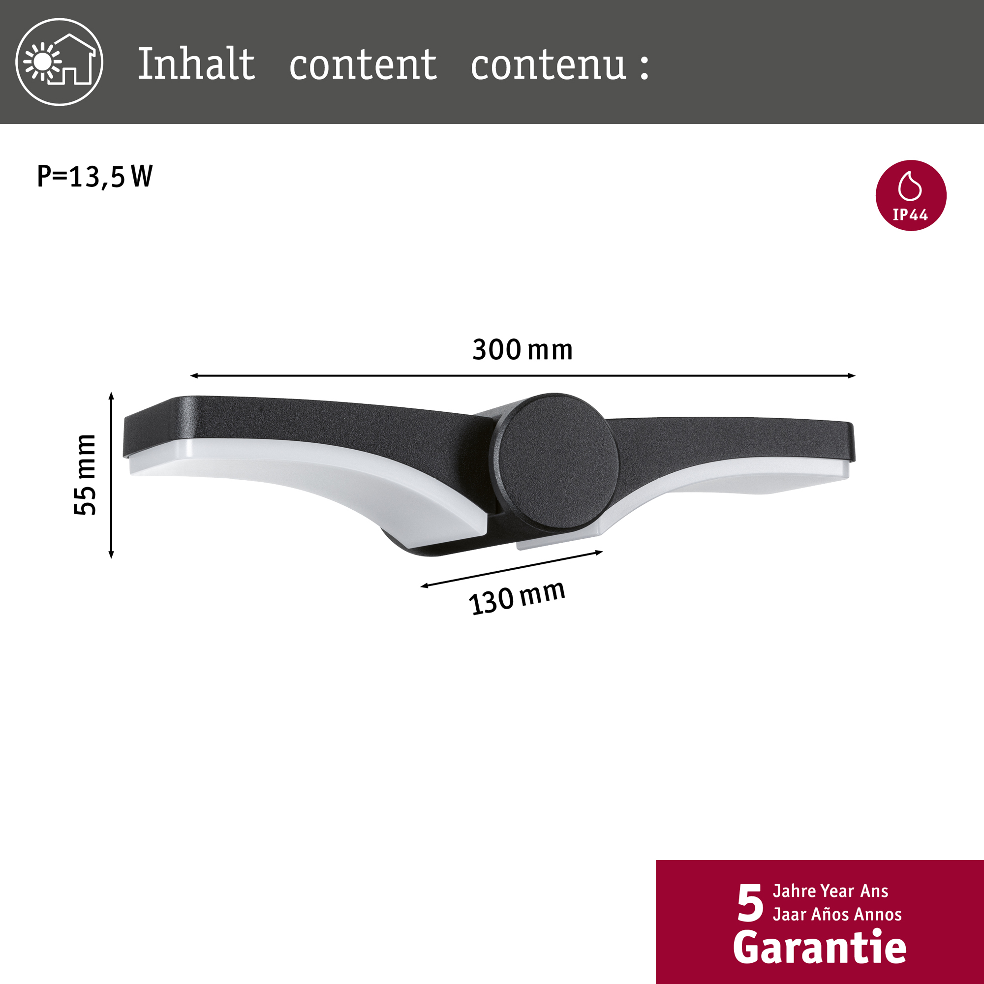 Fasadbelysning LED Paulmann Pekana IP44 230V