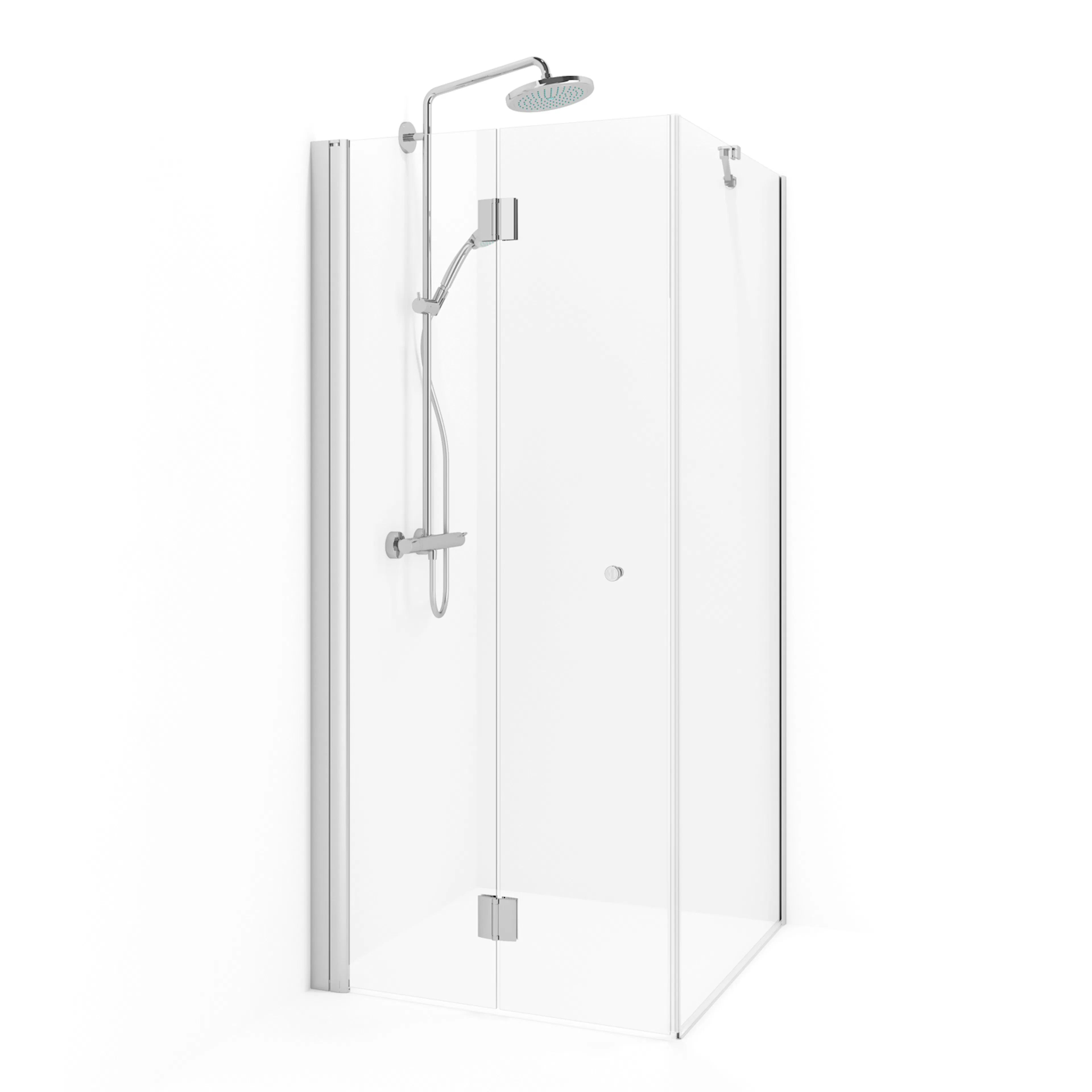 Spirit Vik sving V70D90 Ma Kl 700x900 mm, Matt Aluminium, Klarglas med Knopp