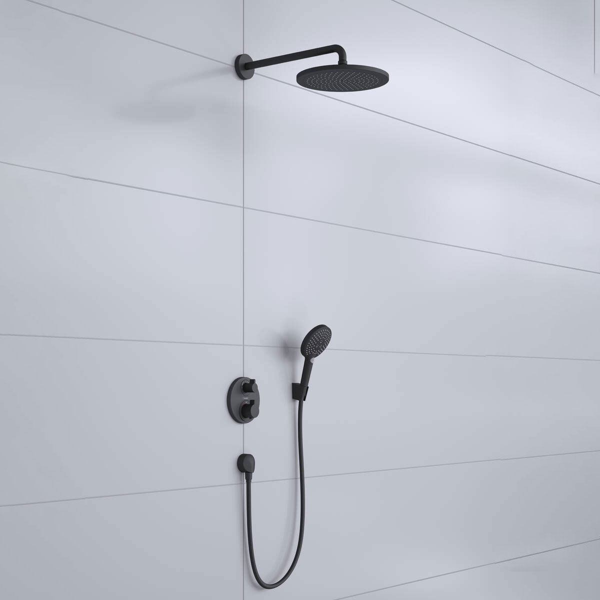 Inbyggnadspaket Dusch Hansgrohe Ecostat S 280 Takdusch: Vägganslutning