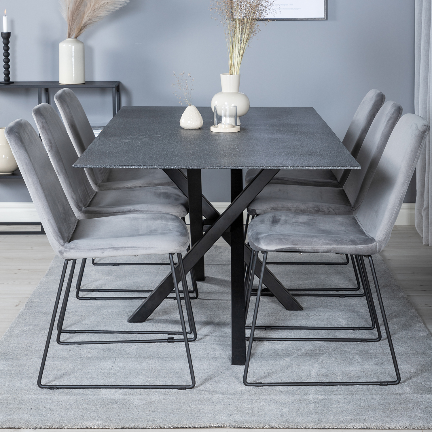 Matgrupp Venture Home Piata med 6 Muscot Stolar Sammet