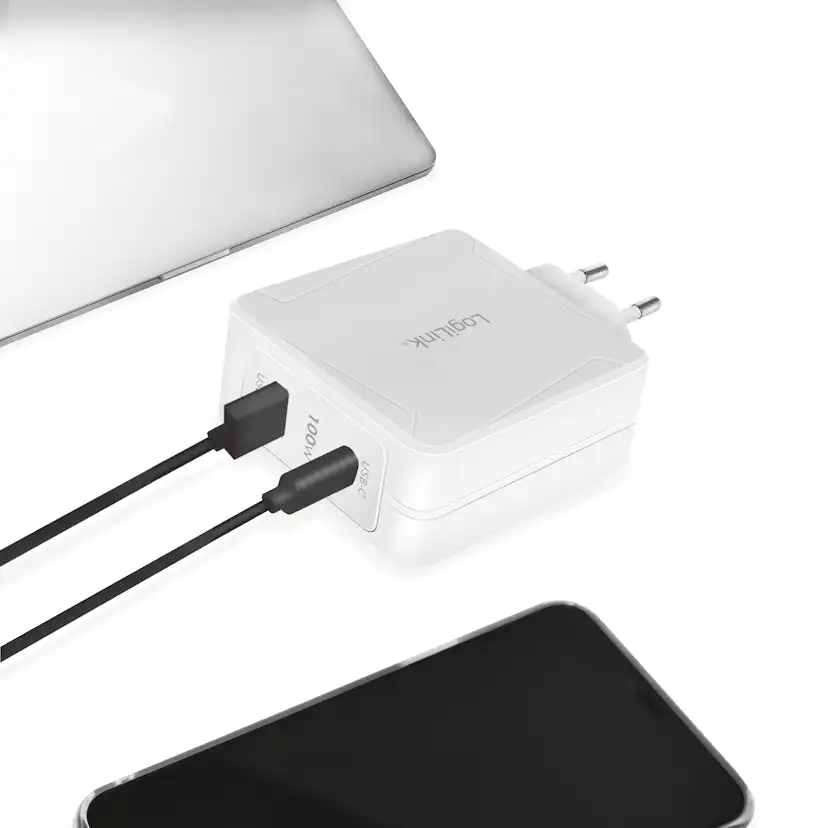 USB-laddare LogiLink 1 x USB-C PD 1 x USB-A 100W GaN