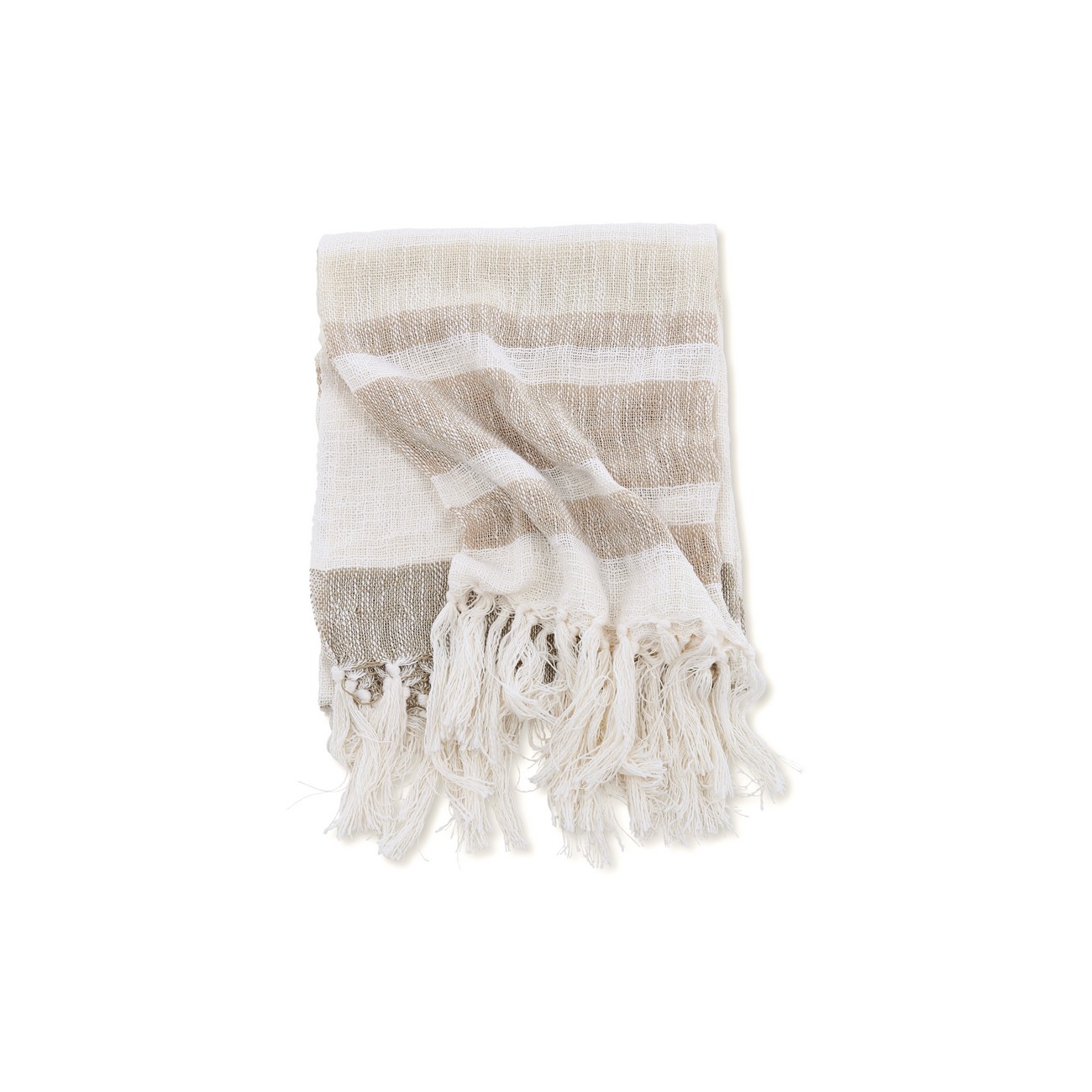 Sandy Throw Slub/polyester - Offwhite/beige/brown / - 130*17 Beige/Brun/Vit